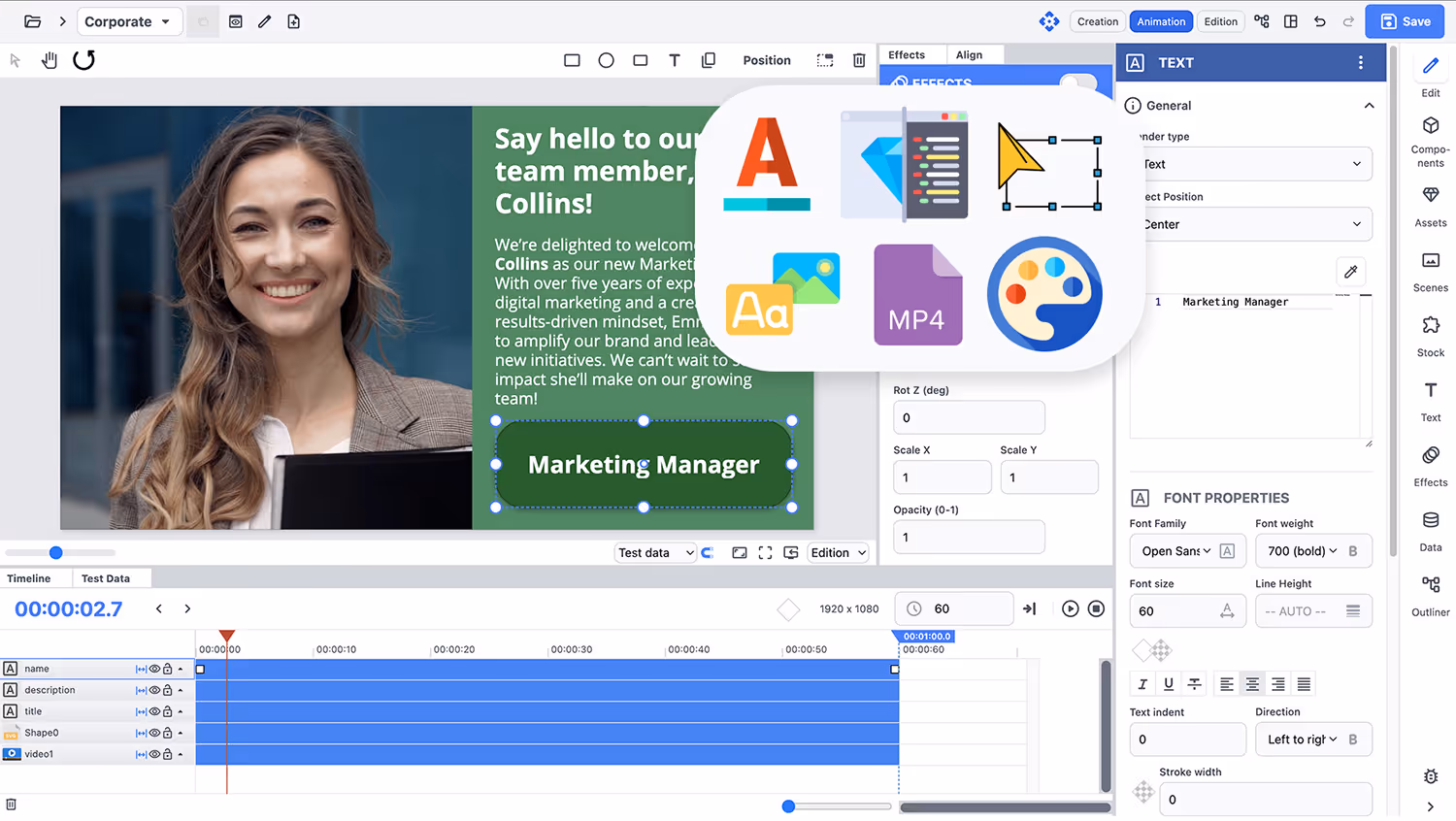 Design digital signage disign editor scene