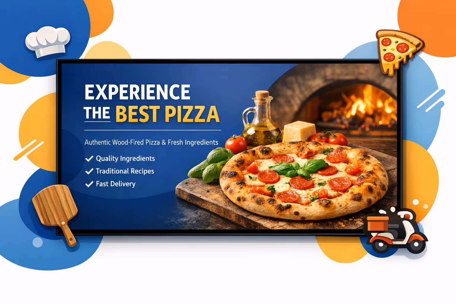 Digitale Speisekartenbildschirme für Pizzerien, betrieben von Disign