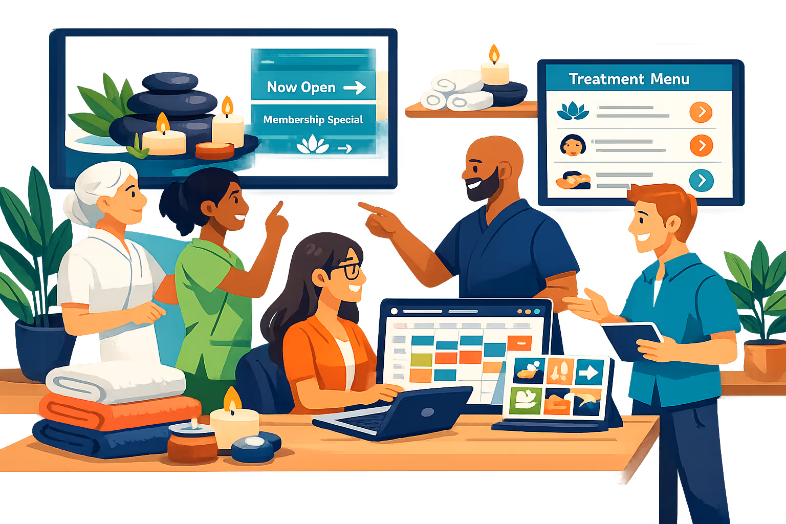 Spa digital signage consultation with Disign