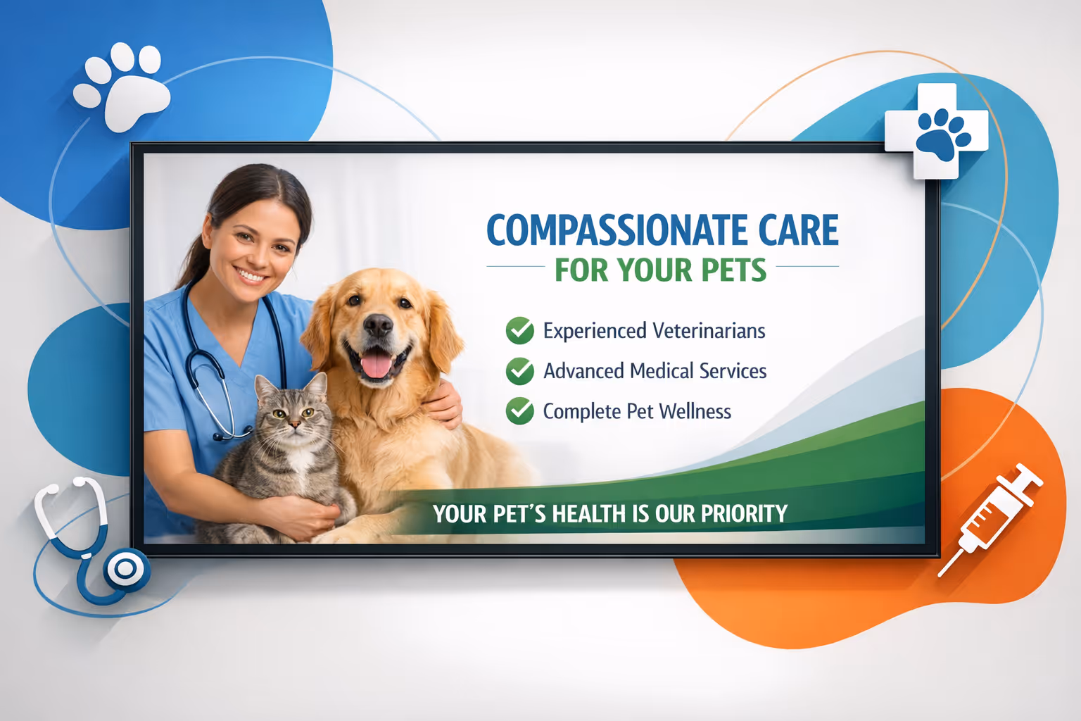 Veterinär-affichage dynamique-Bildschirme in einer Klinik, betrieben von Disign