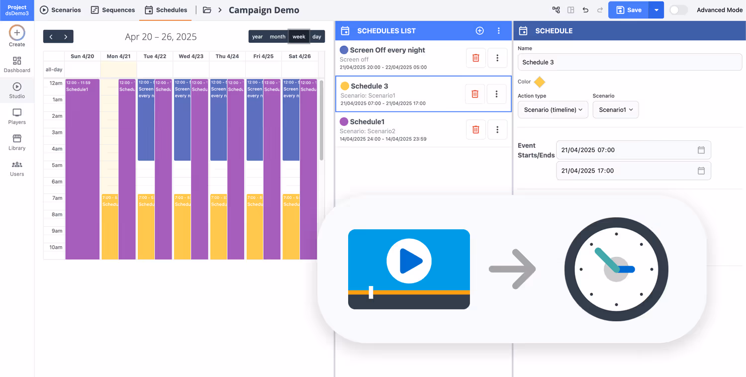 Schedule digital signage content
