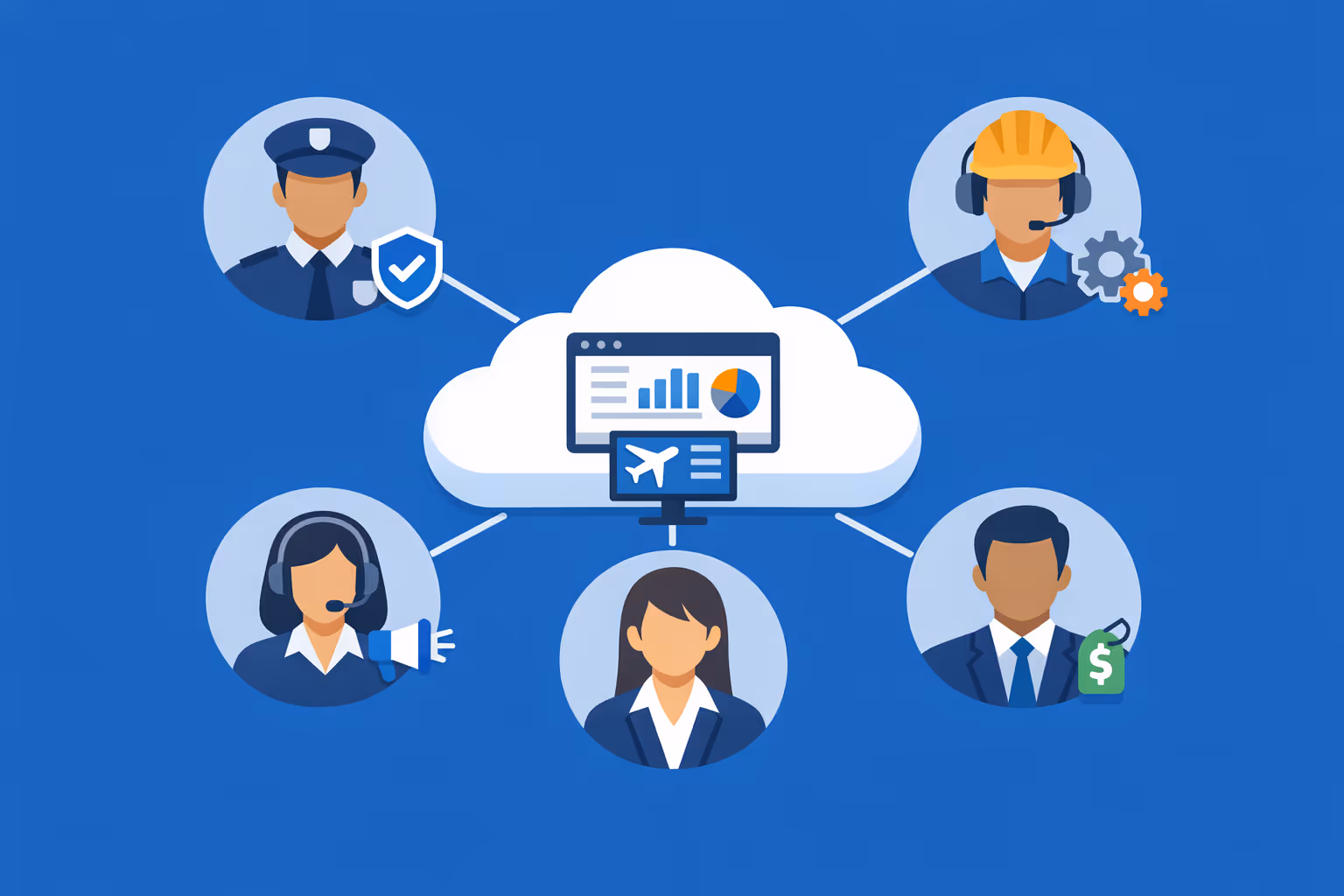 Airport teams collaborating securely on airport digital signage with role based access