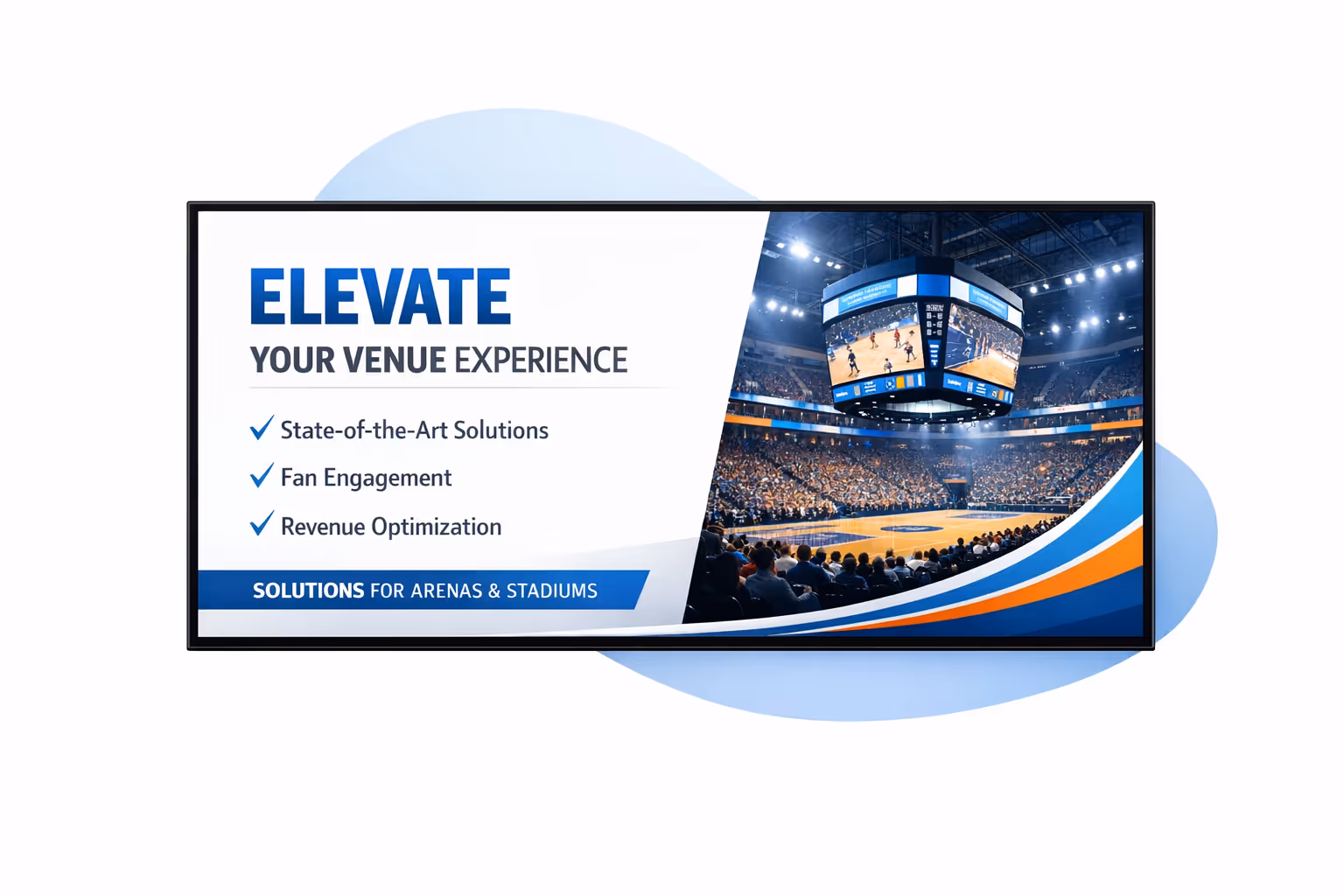 Arena and stadium digital signage dashboard for real time scheduling, venue wide content control, and device monitoring