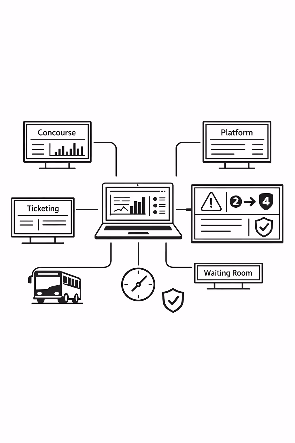 Real time bus station digital signage updates managed centrally with Disign