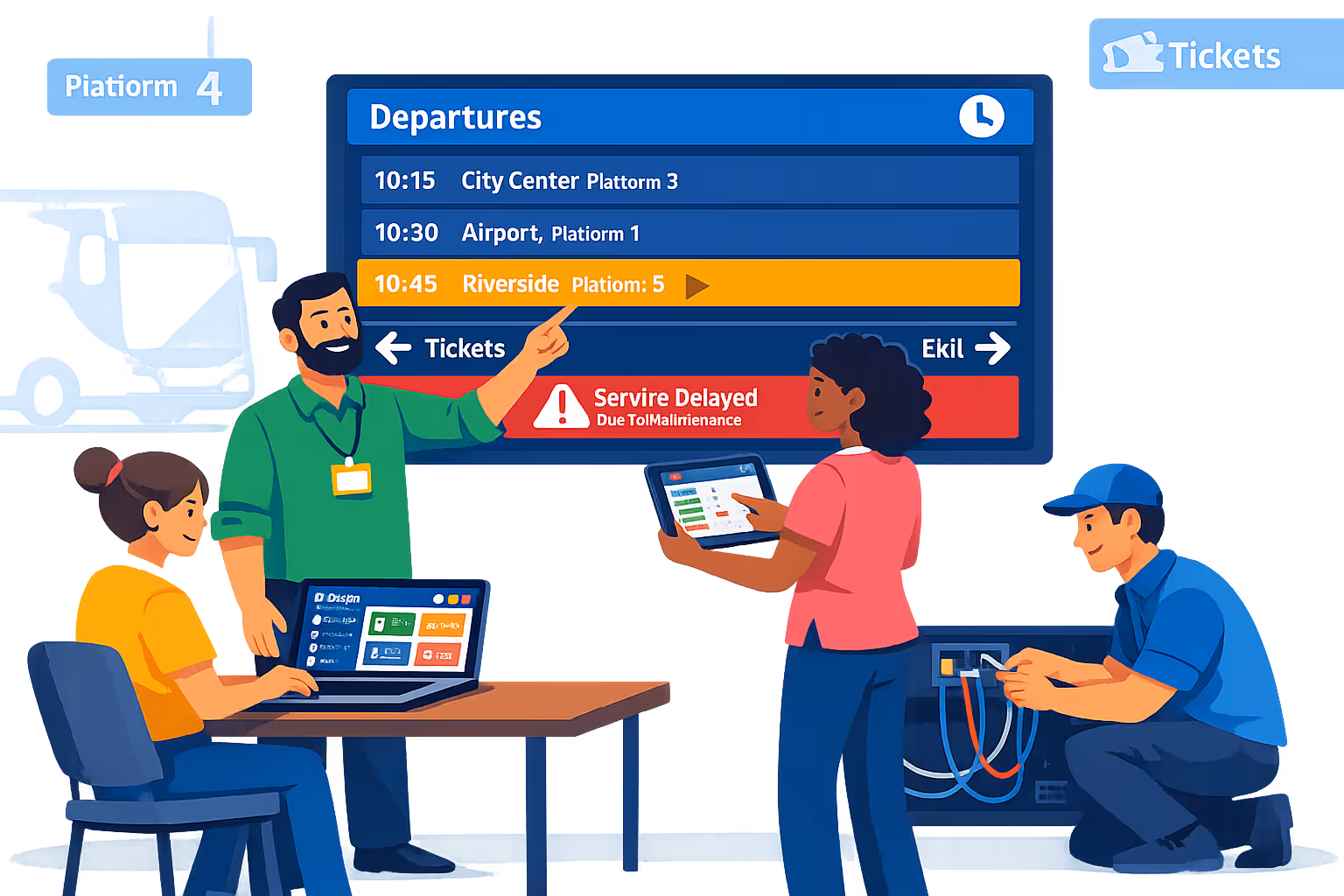 Bus station digital signage rollout planning with Disign