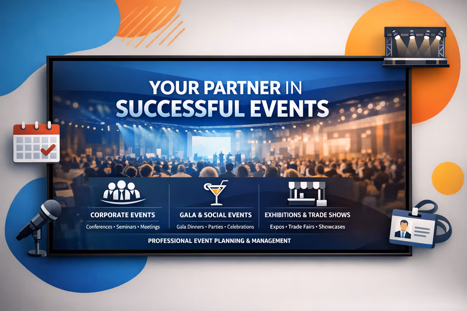 Events digital signage screens for schedules, wayfinding, and sponsor content powered by Disign