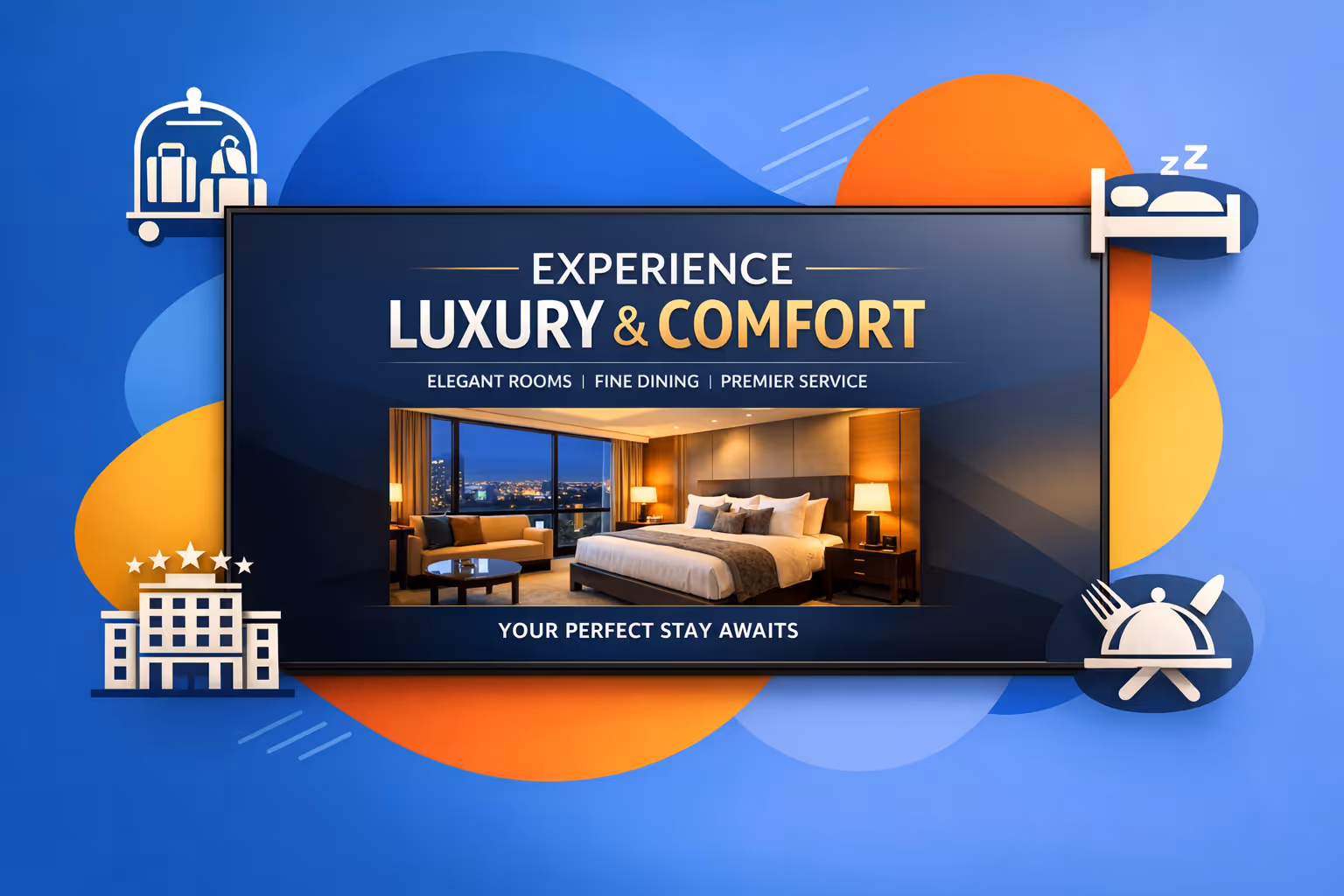 Hotel digital signage screens in a lobby powered by Disign