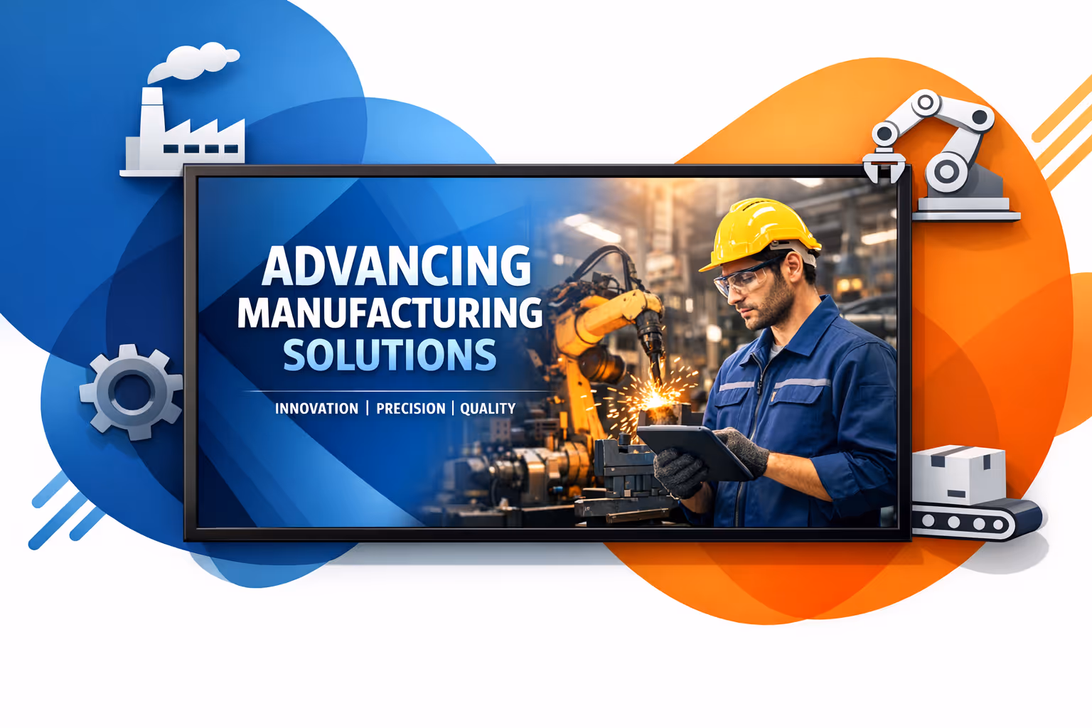 Manufacturing digital signage screens on a factory floor powered by Disign