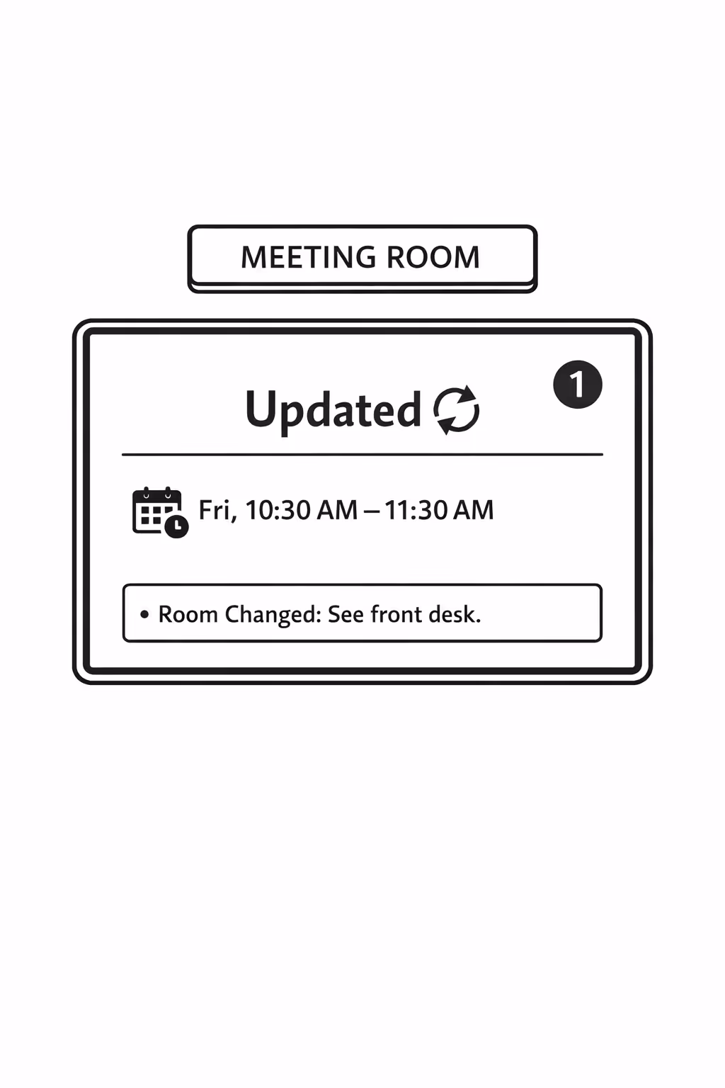 Real time meeting and conference room digital signage updates managed centrally with Disign