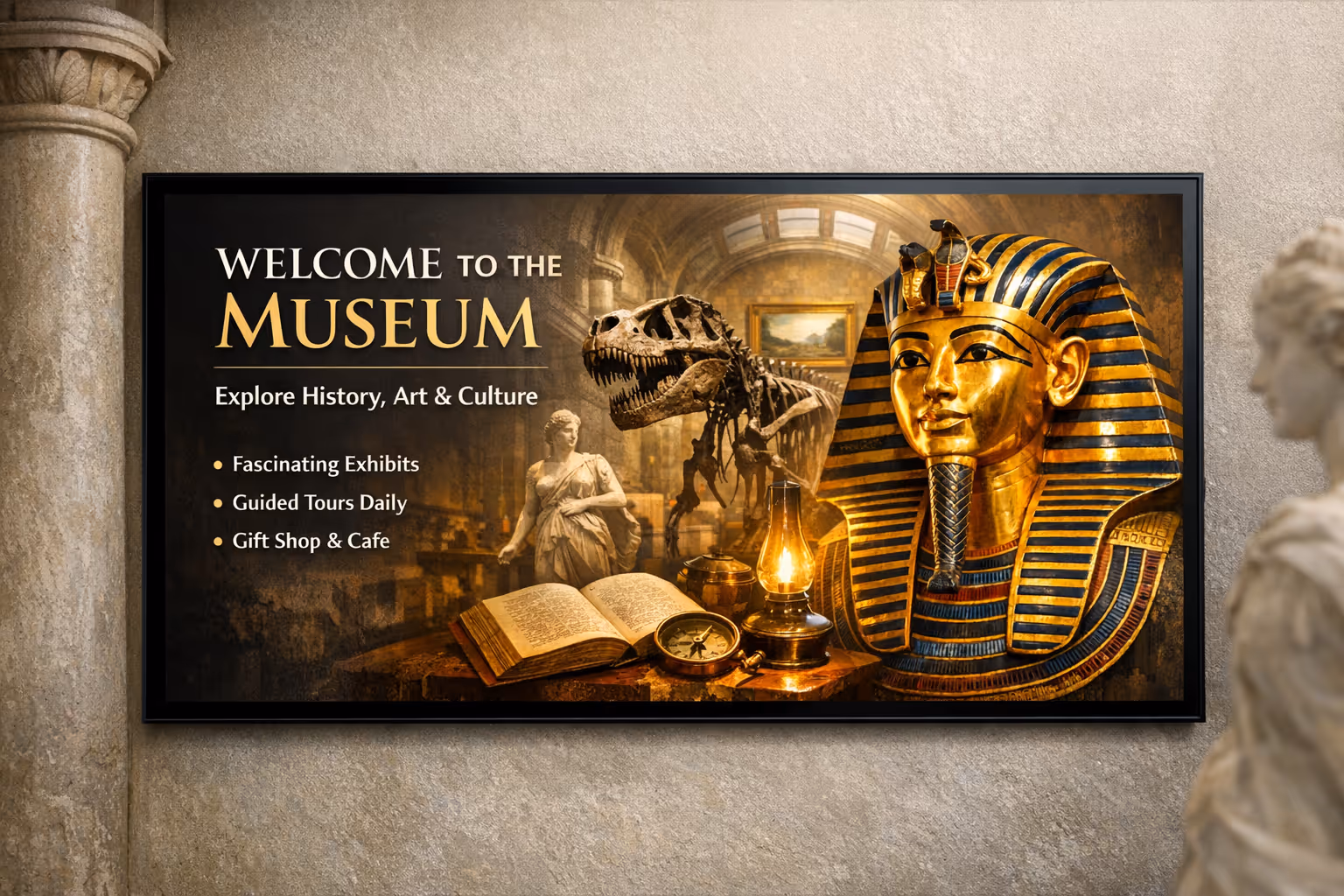 Museum digital signage for exhibitions, wayfinding, and visitor updates with Disign