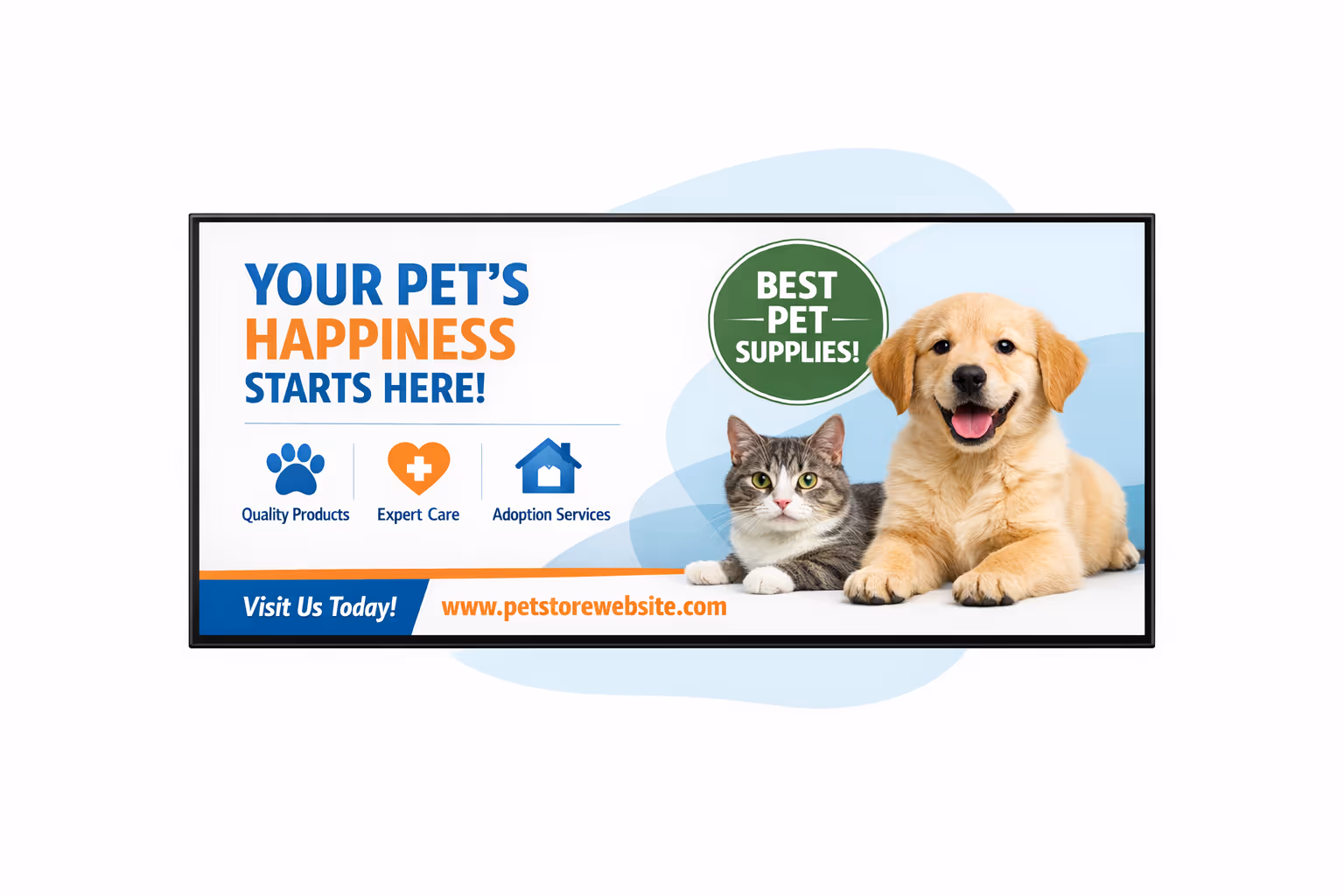 Pet store digital signage dashboard showing scheduling, playlists, and multi-store content control