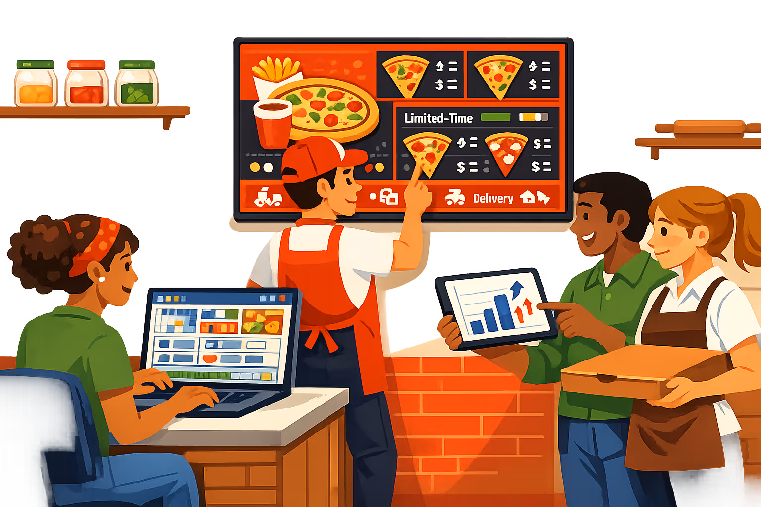 Disign pizzeria digital signage free trial and menu board setup