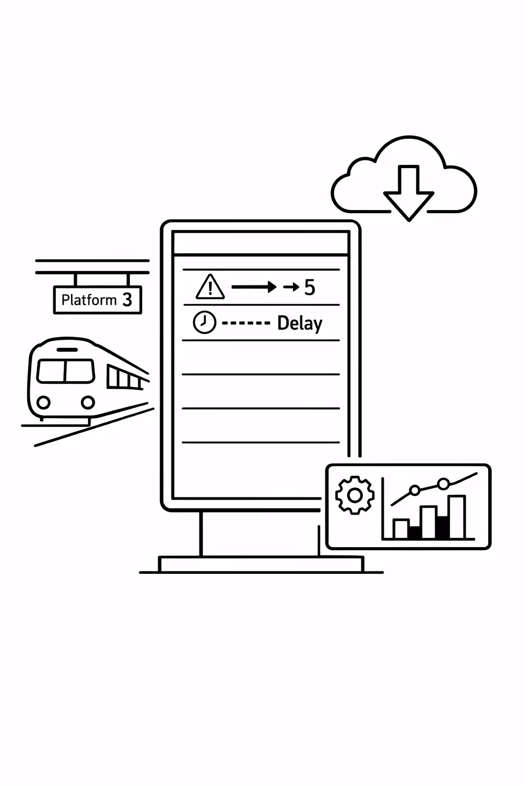 Real time operational updates on train station digital signage managed from Disign
