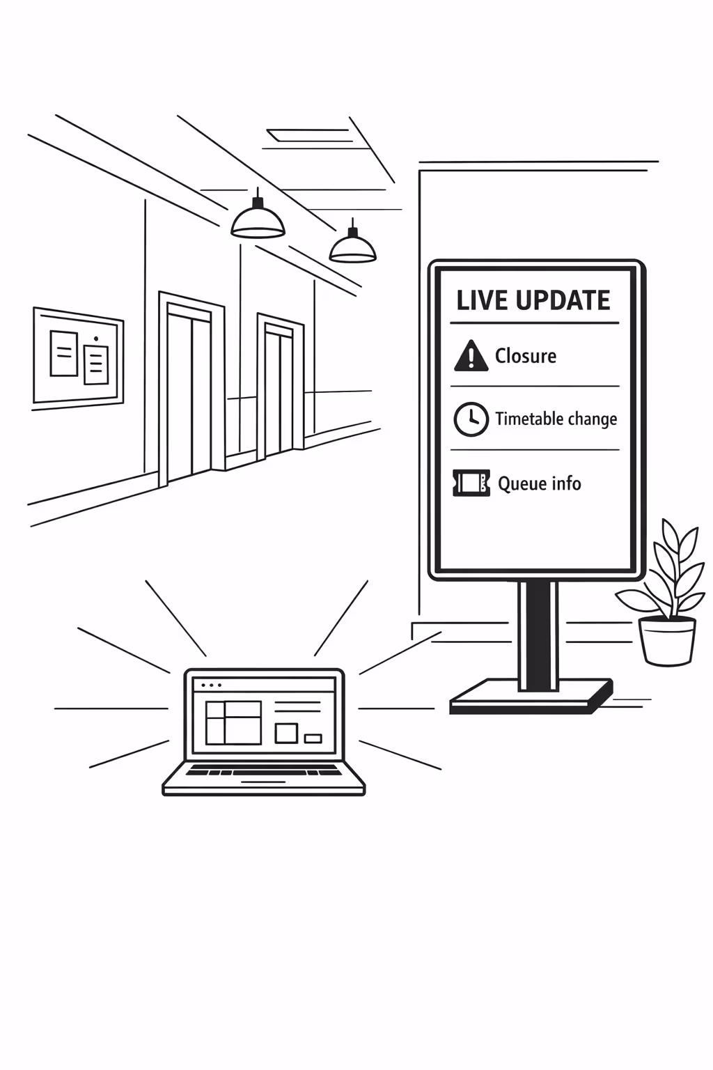 Real time university digital signage updates managed centrally with Disign