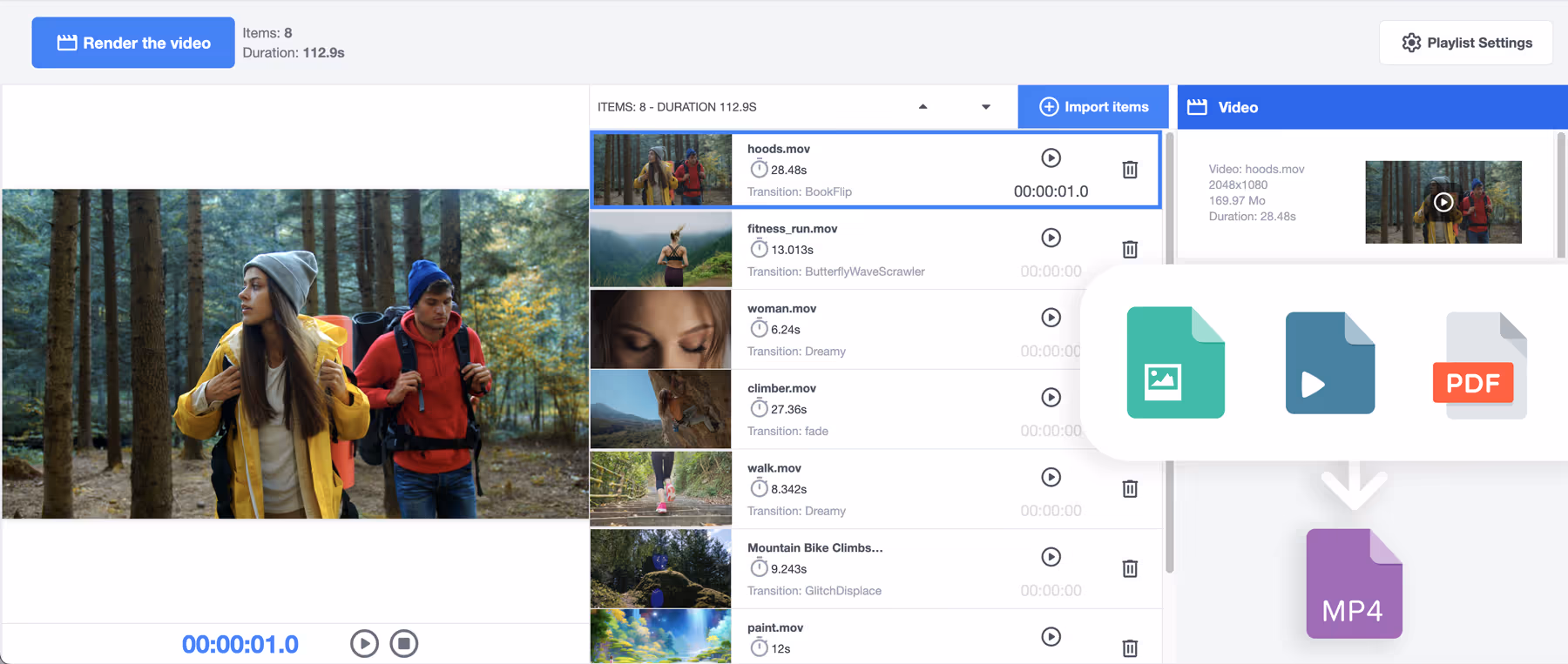 Slideshow to video maker tool