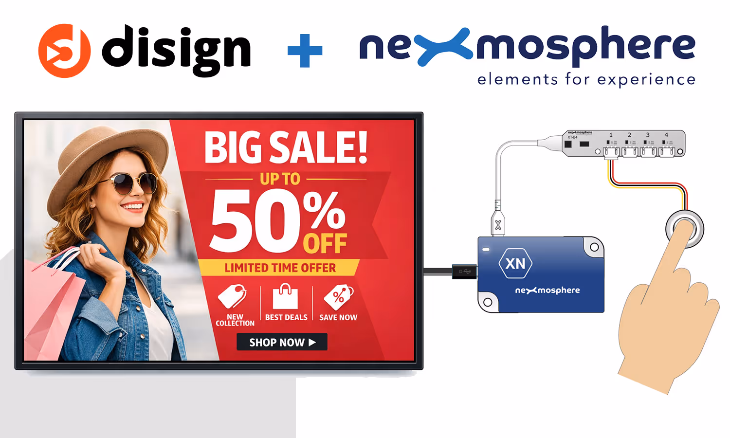 Nexmosphere digital signage powered by sensors and centrally managed in the Disign platform