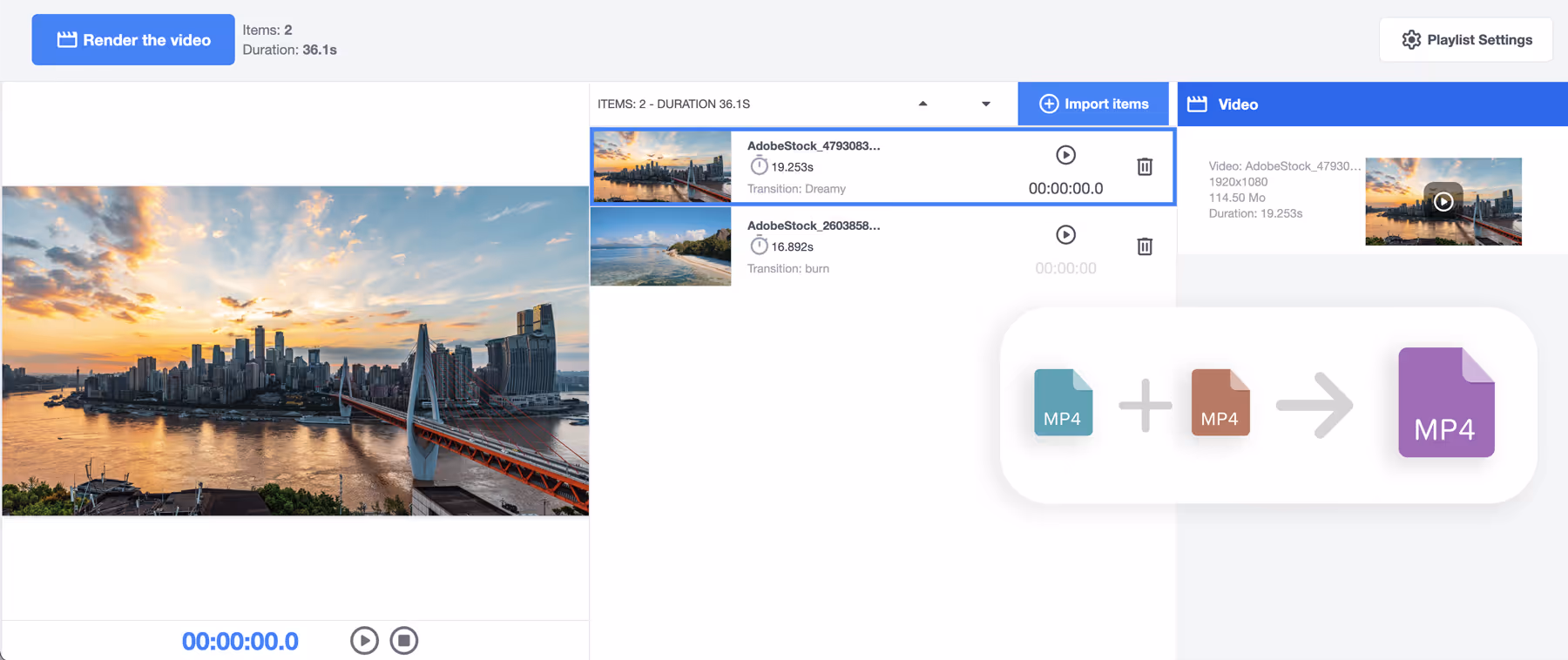 Video merge tool