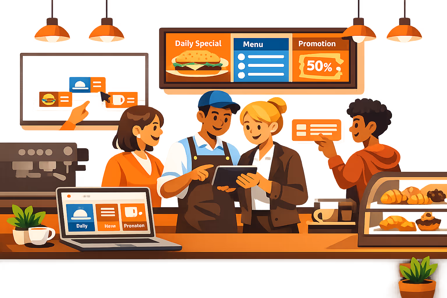 Cafe digital signage consultation with Disign