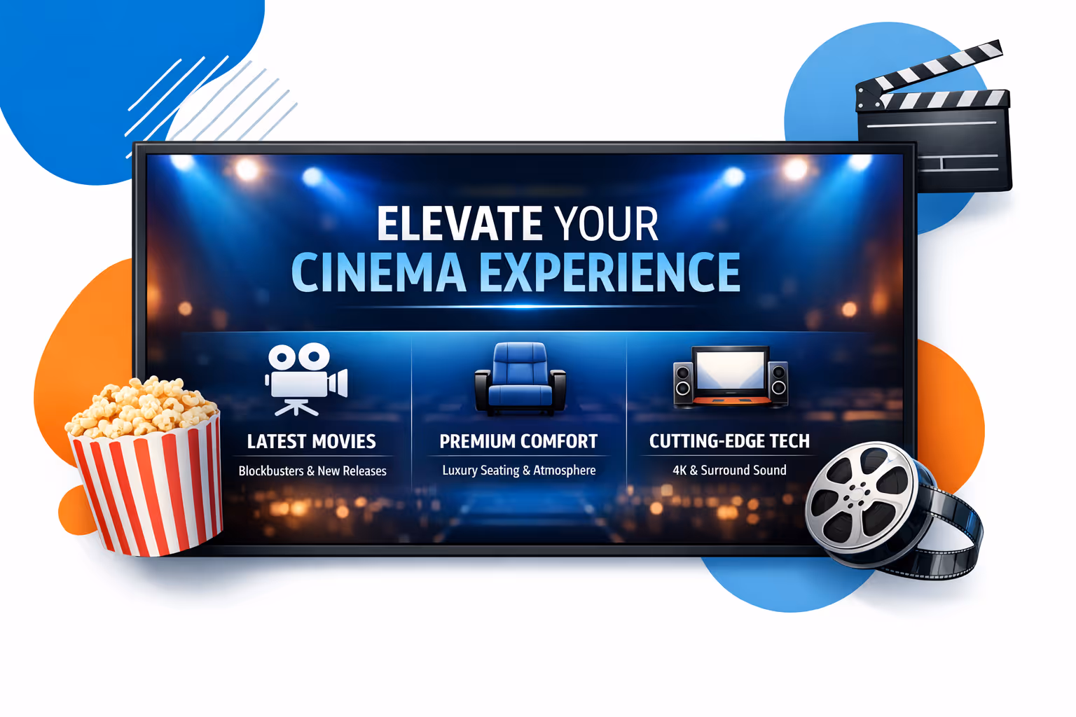 Pantallas de señalización digital de cine en un vestíbulo de cine alimentadas por Disign