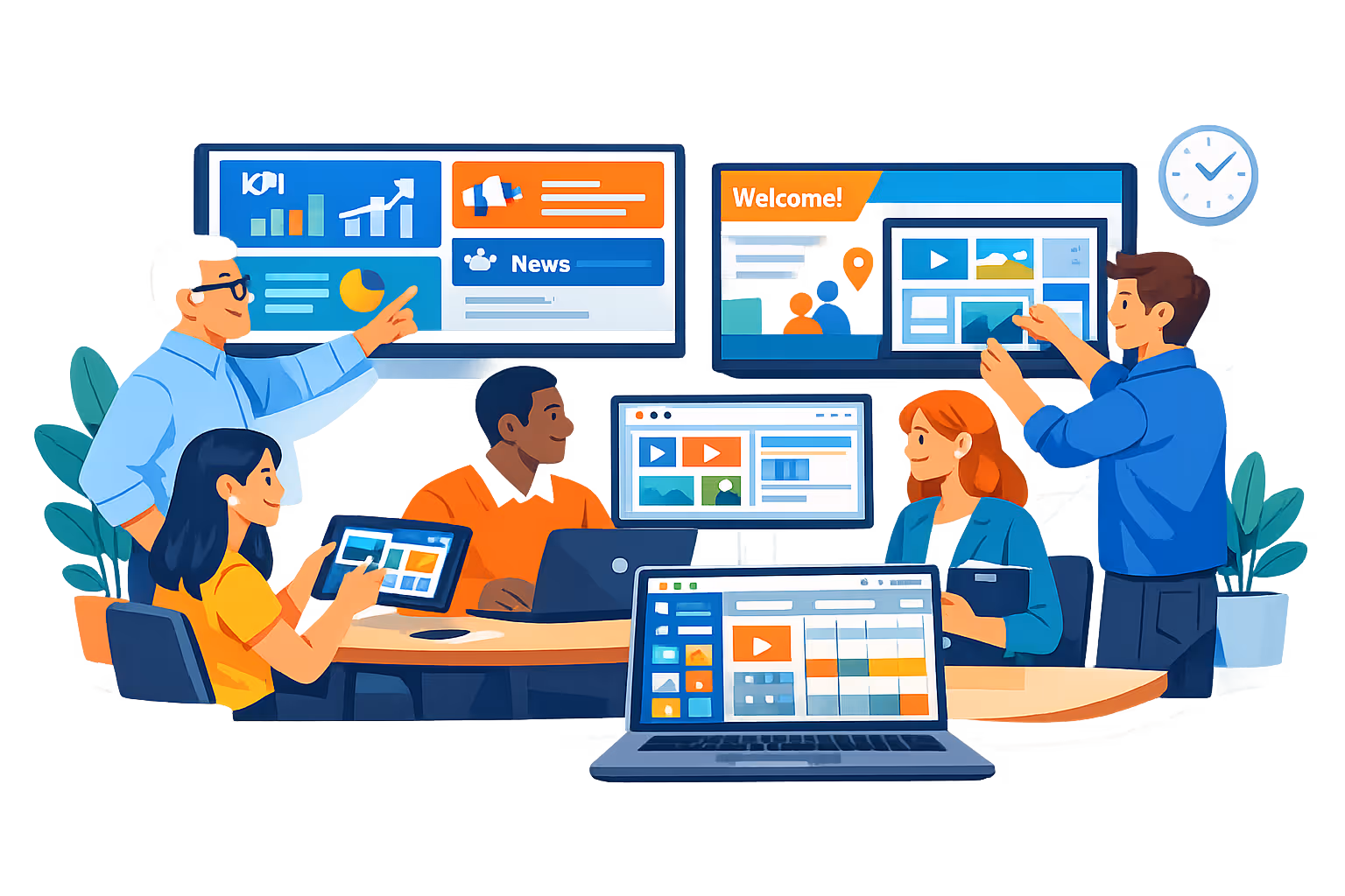 Team planning corporate digital signage rollout with Disign