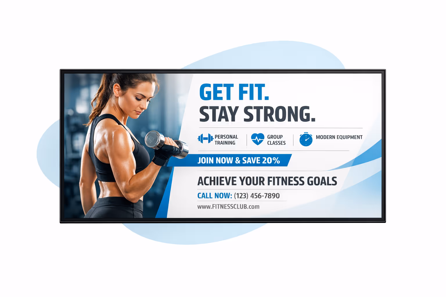 Fitness digital signage dashboard showing multi location scheduling, playlists, and device monitoring