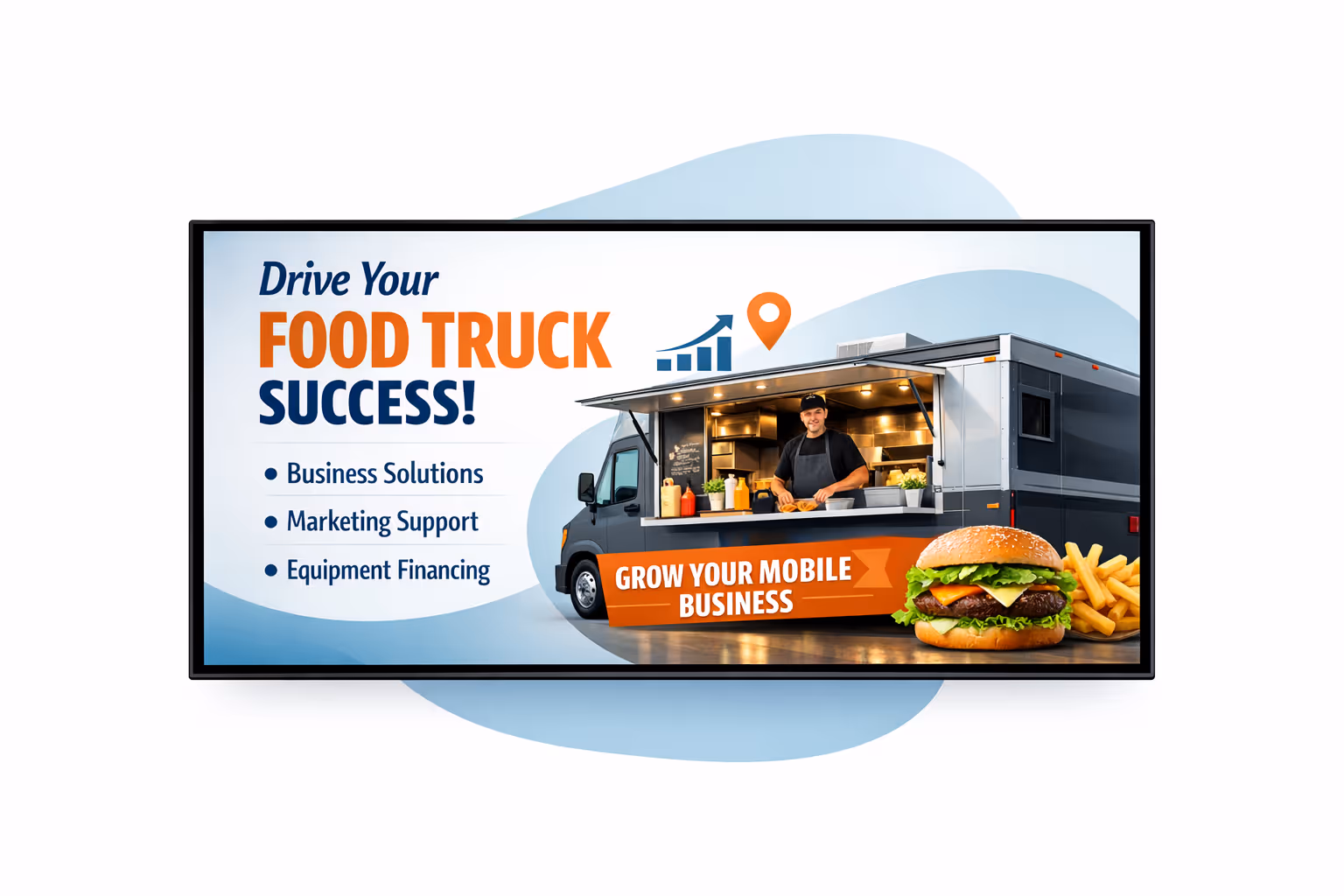 Food truck digital signage dashboard showing scheduled menu updates and multi-truck content management