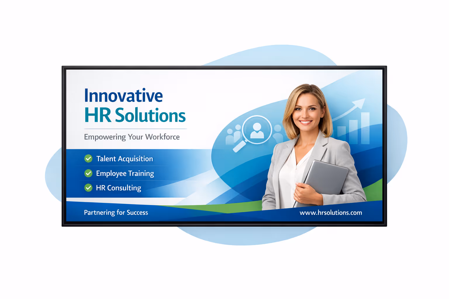 Hr digital signage dashboard showing secure scheduling, approvals, and multi-location content management