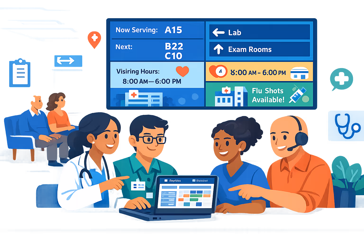 Medical center digital signage demo with Disign