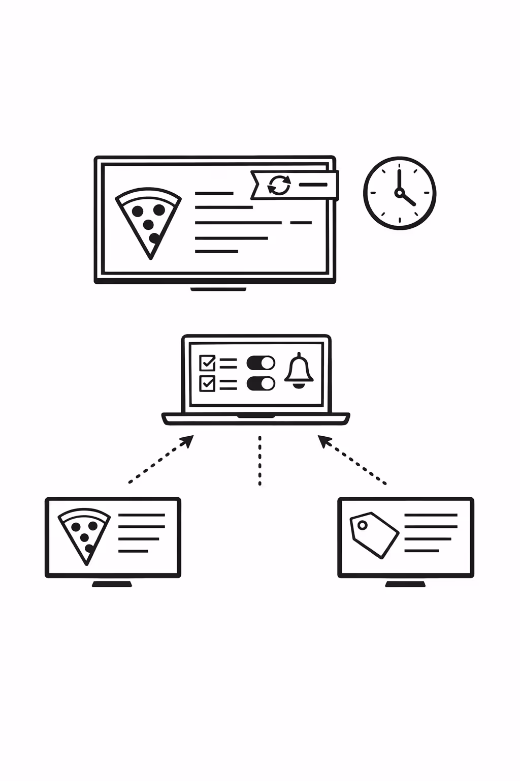 Actualizaciones de affichage dynamique de pizzería en tiempo real gestionadas de forma central en Disign