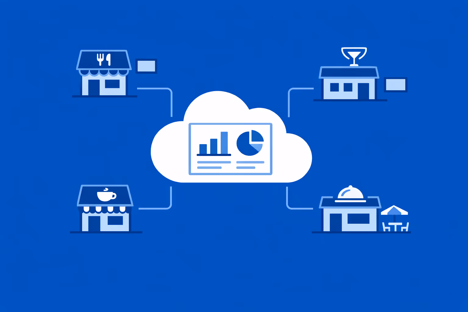 Affichage dynamique de restaurantes, cafés y bares multisitio gestionado desde un único panel de control en la nube para menús, promociones y actualizaciones de servicio consistentes