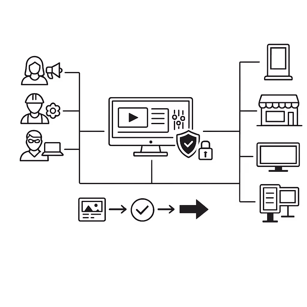 Autorisations et approbations Disign pour la gestion de contenu d'affichage dynamique publicitaire