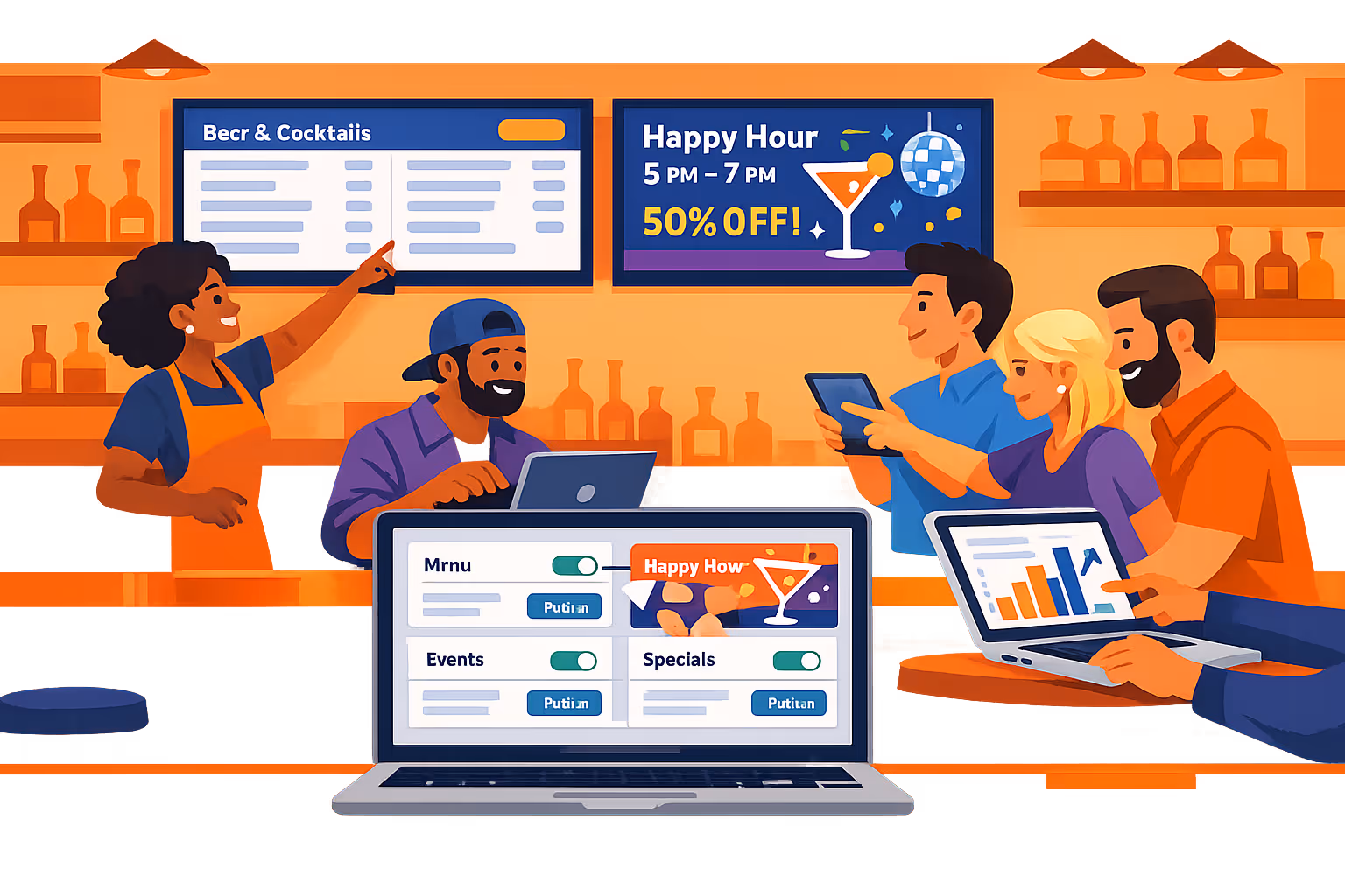 Bar digital signage consultation with Disign