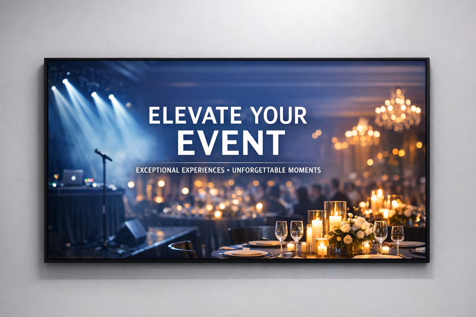 Events digital signage on venue screens managed with Disign