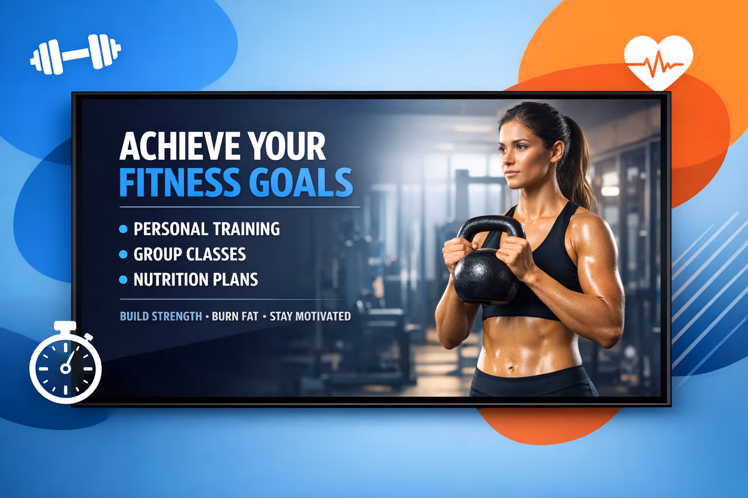 Écrans d'affichage dynamique de fitness dans une salle de sport alimentée par Disign