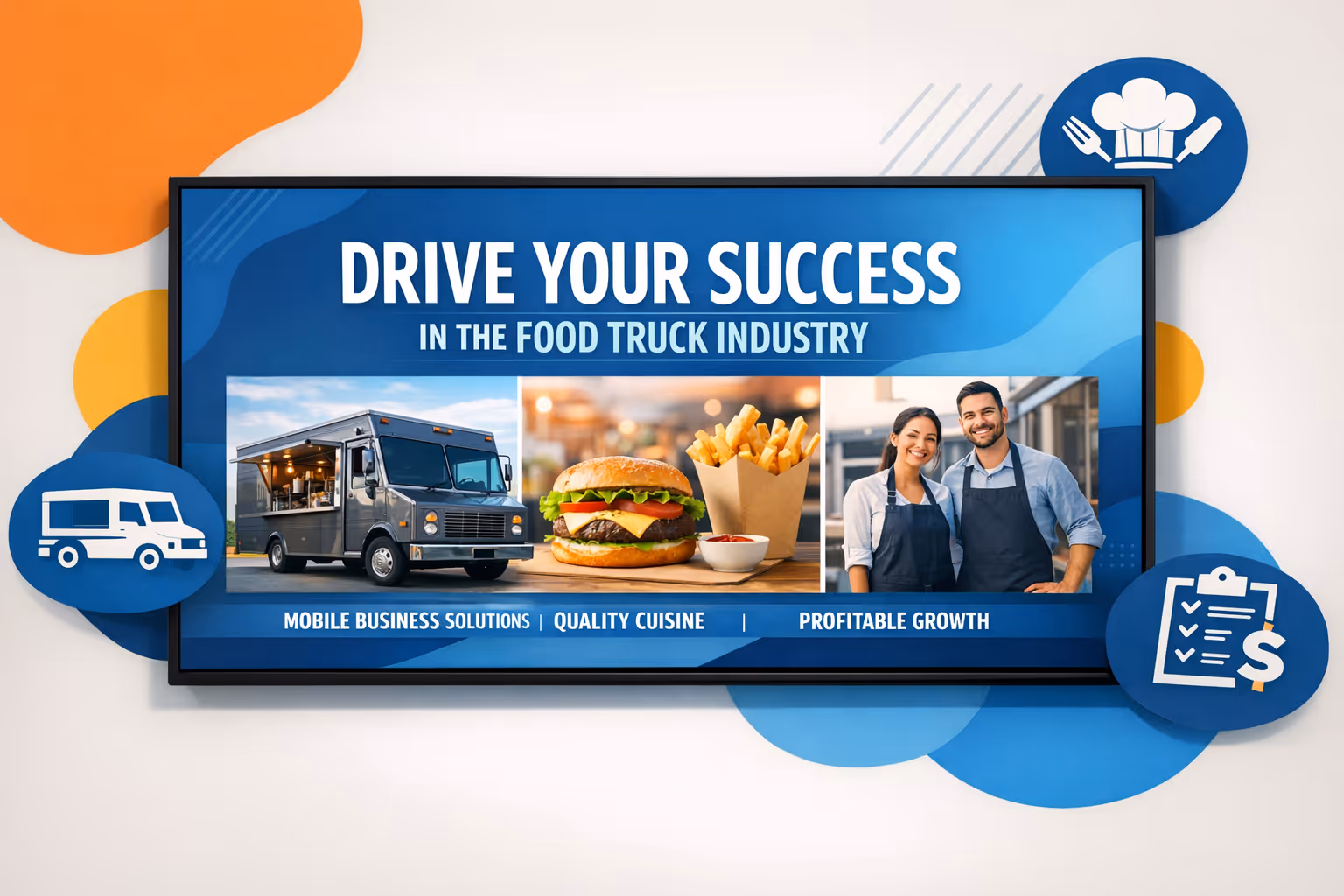 Panneau de menu d'affichage dynamique pour food trucks alimenté par Disign