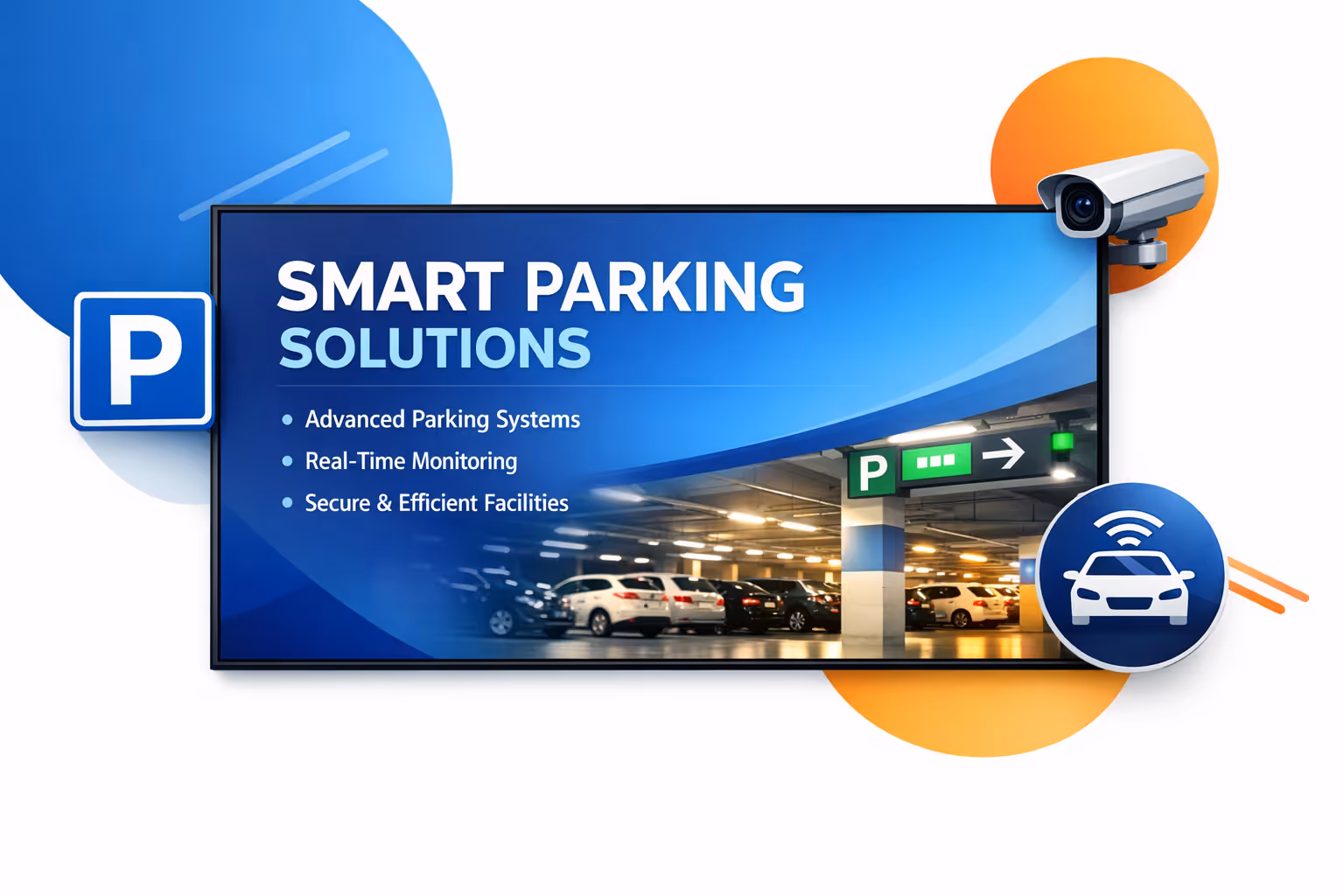 Affichage dynamique de stationnement montrant disponibilité et indications alimenté par Disign