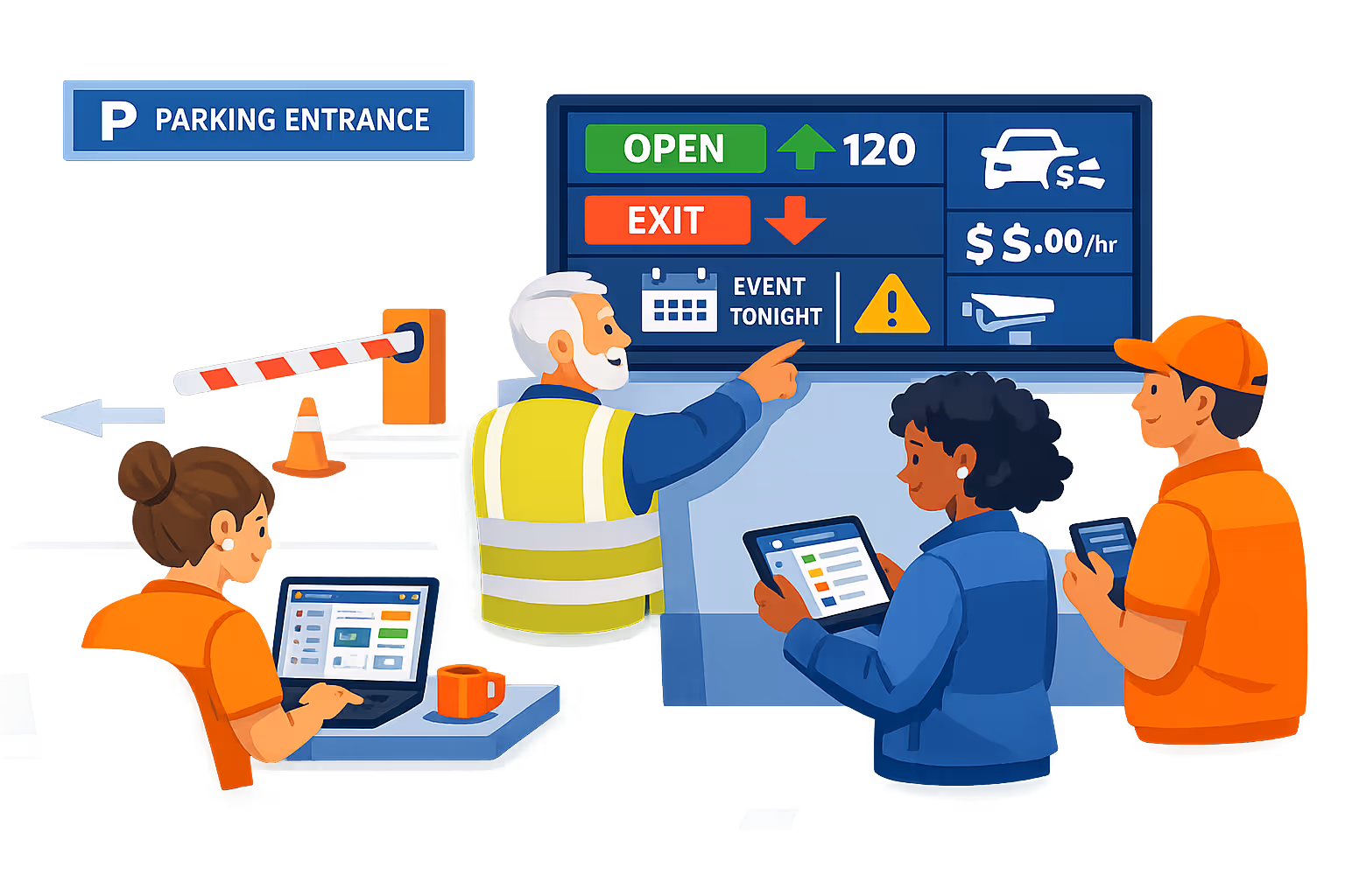 Disign demo for parking digital signage and contactless rollout planning