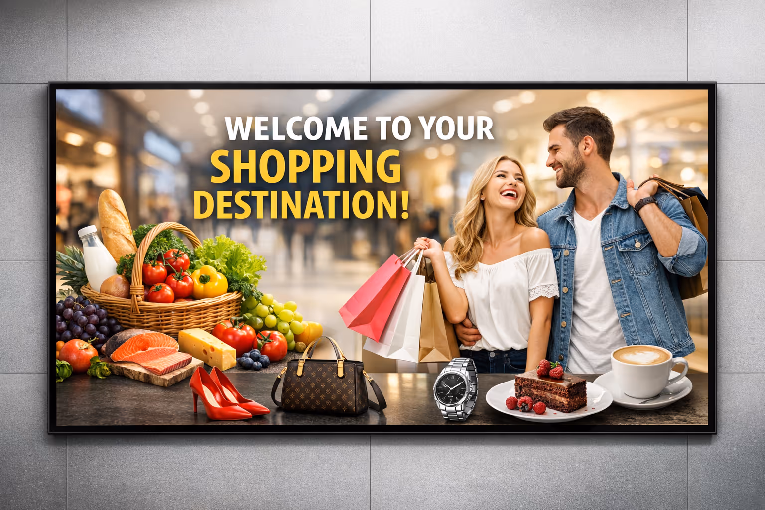 Supermarket and shopping mall digital signage screens powered by Disign