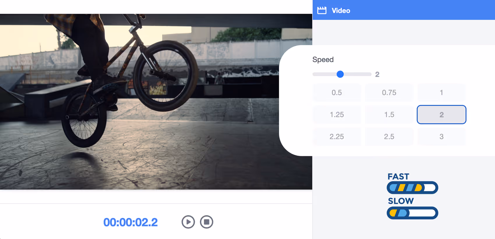 Video speed changer tool