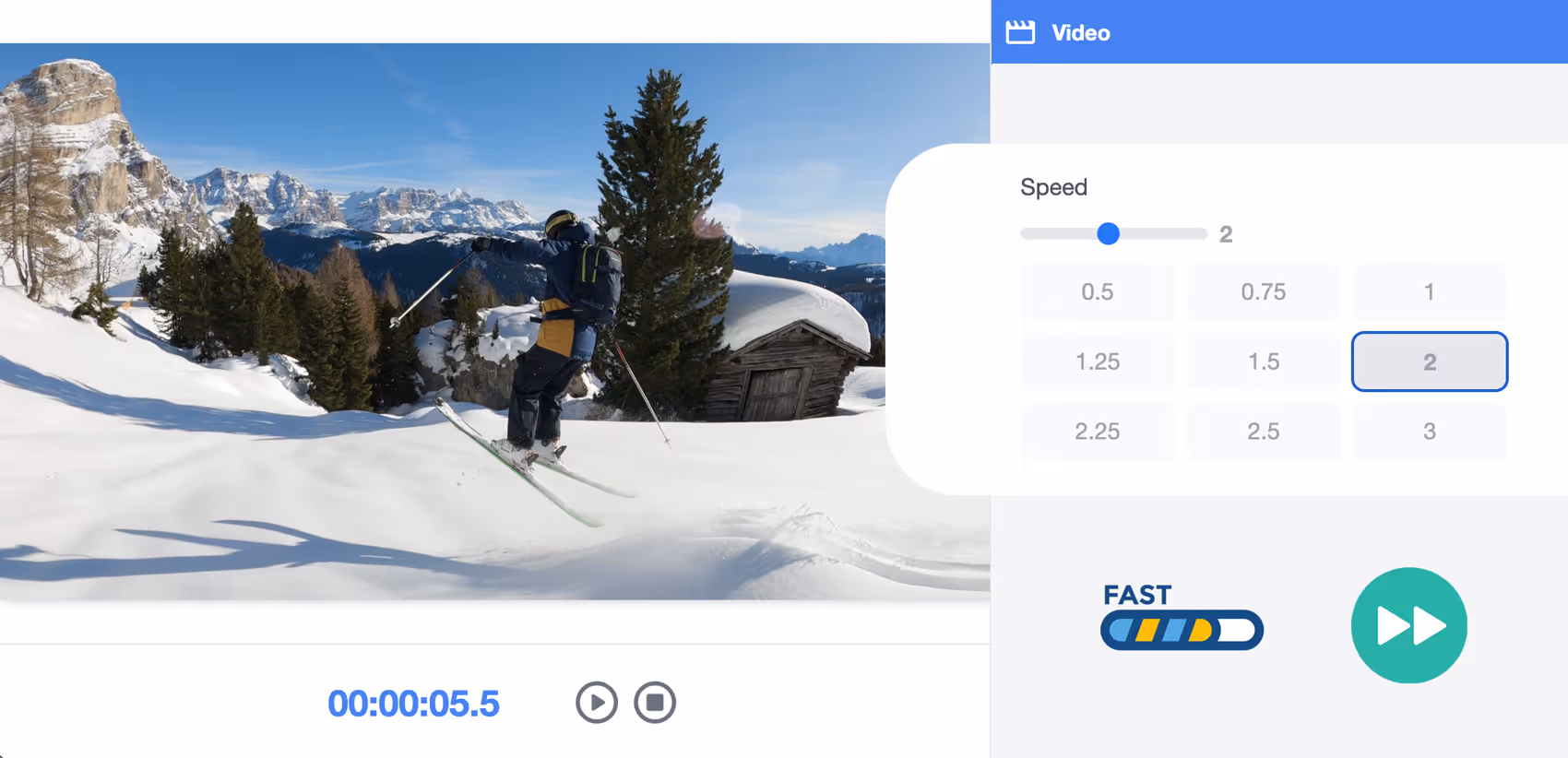 Speed up video tool