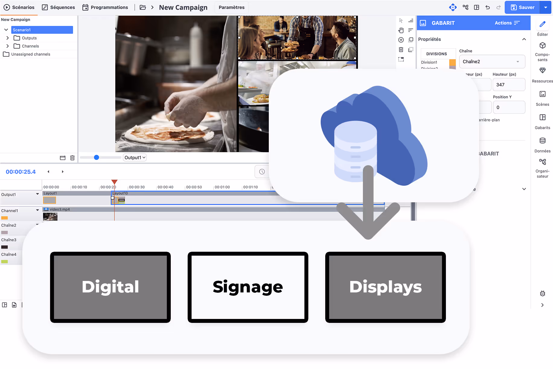 Digital signage cloud based campaign software