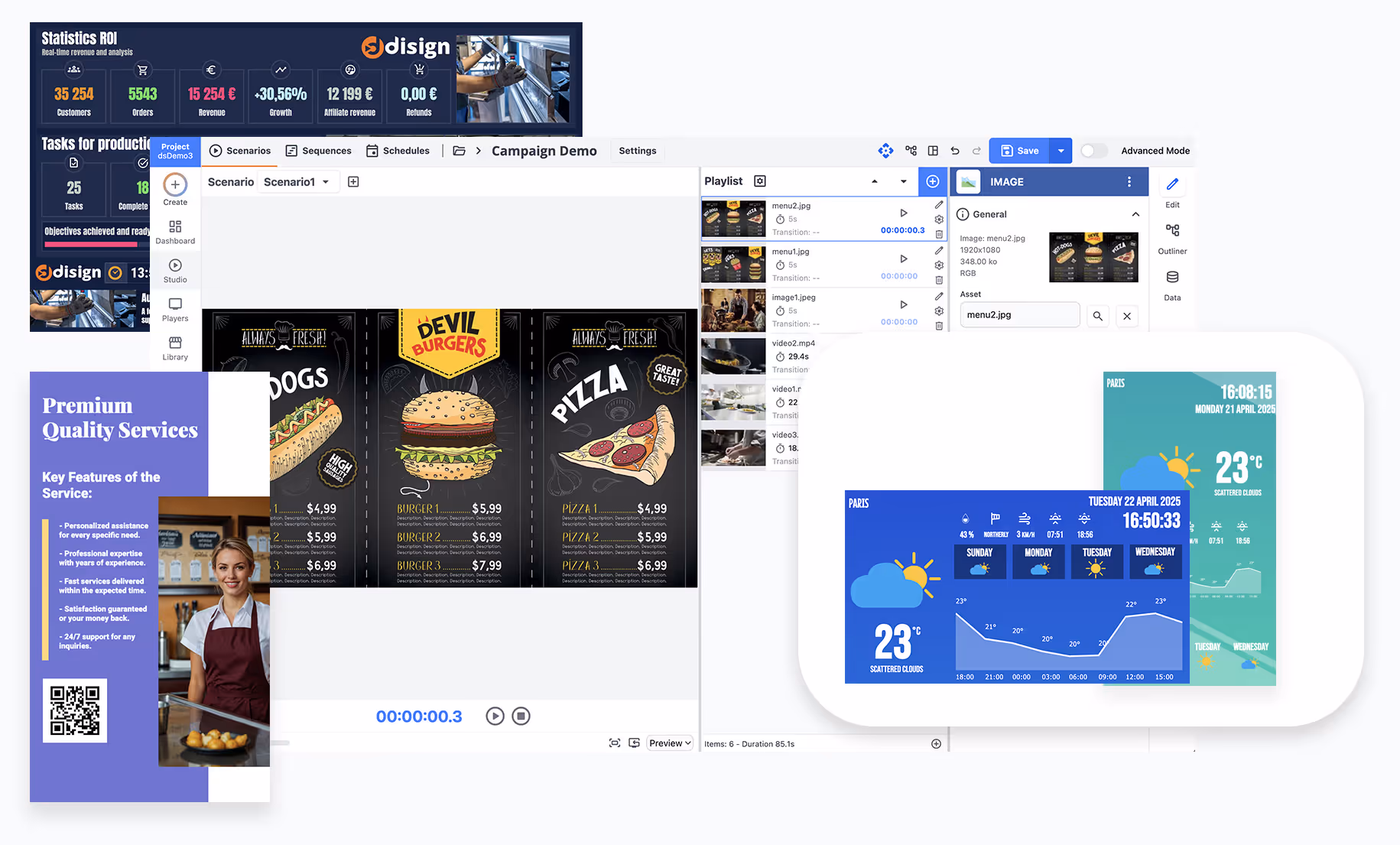 Digital signage cloud based campaign software