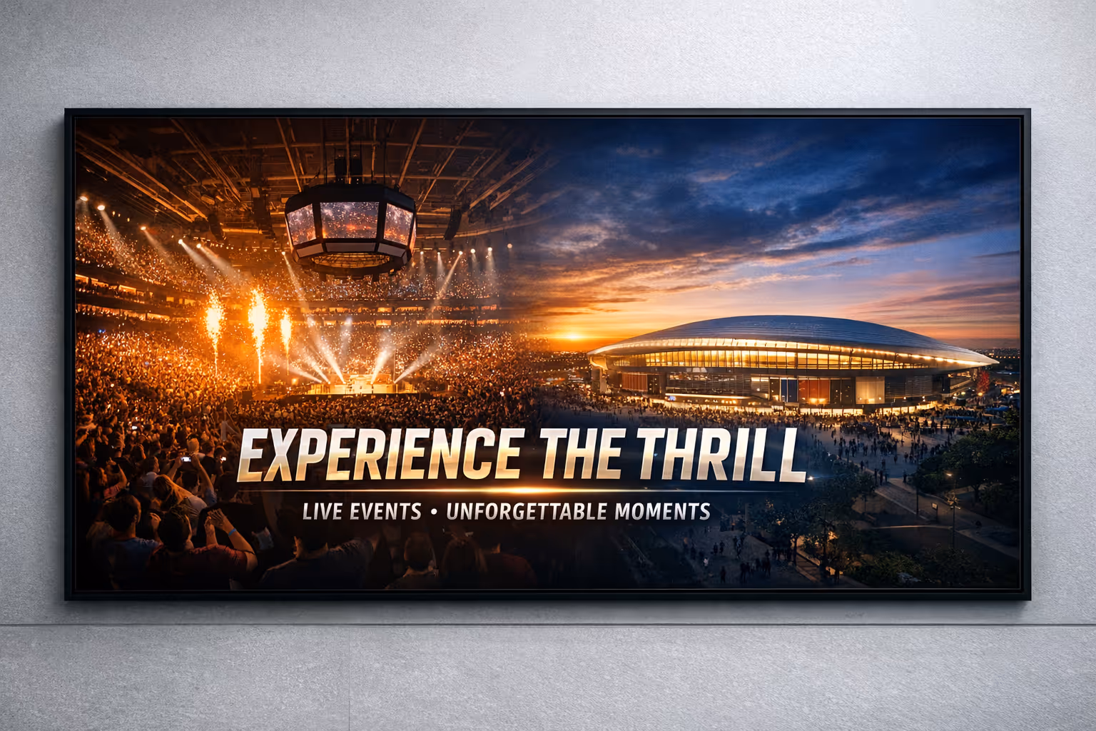 Arena and stadium digital signage powered by Disign for live schedules, wayfinding and sponsor content