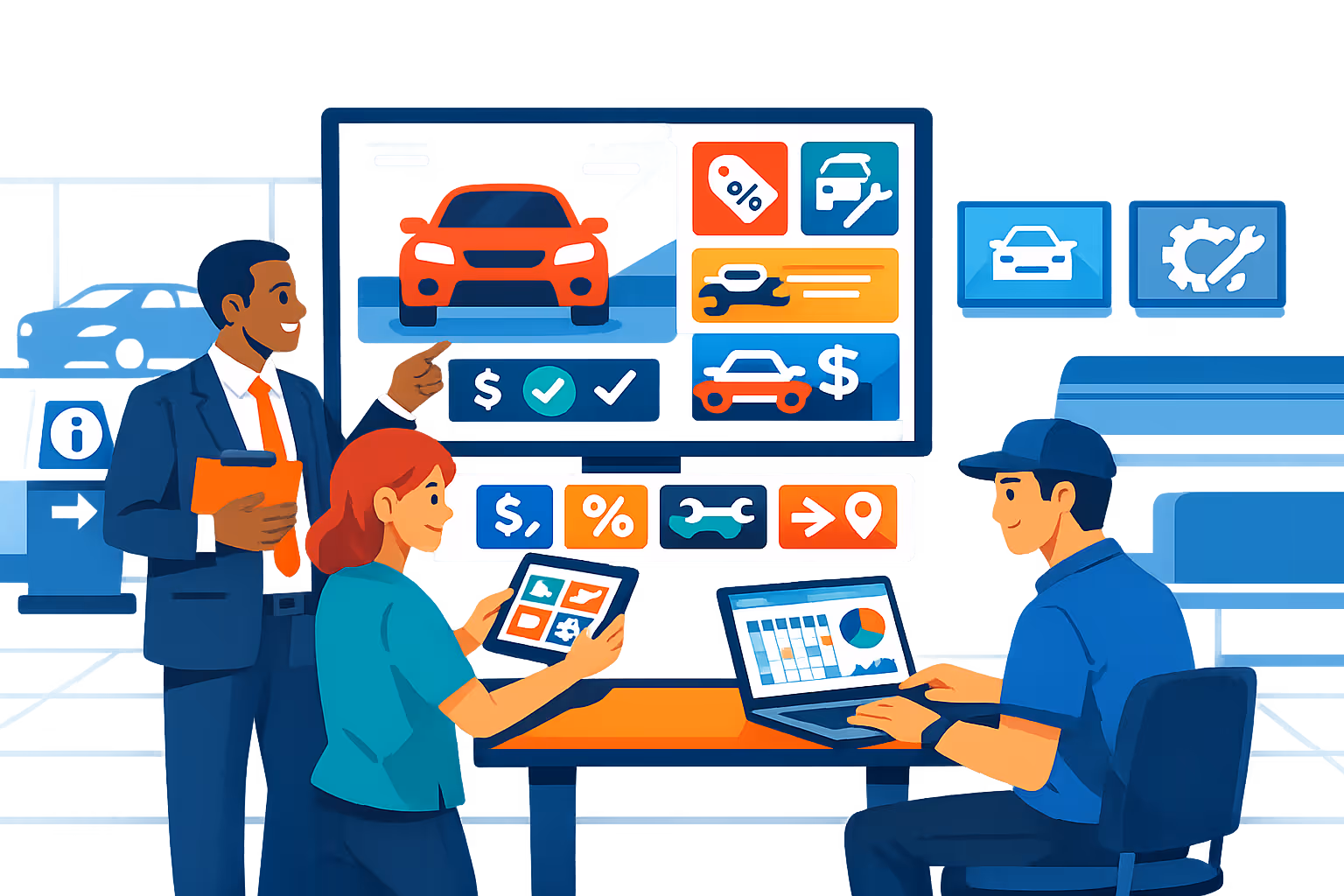 Car dealership digital signage consultation with Disign
