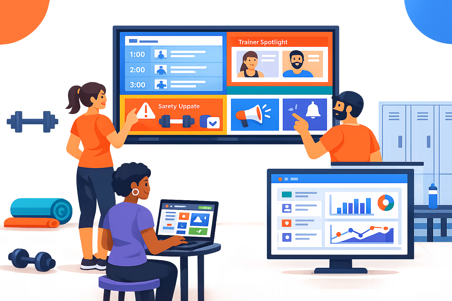 Fitness digital signage consultation with Disign