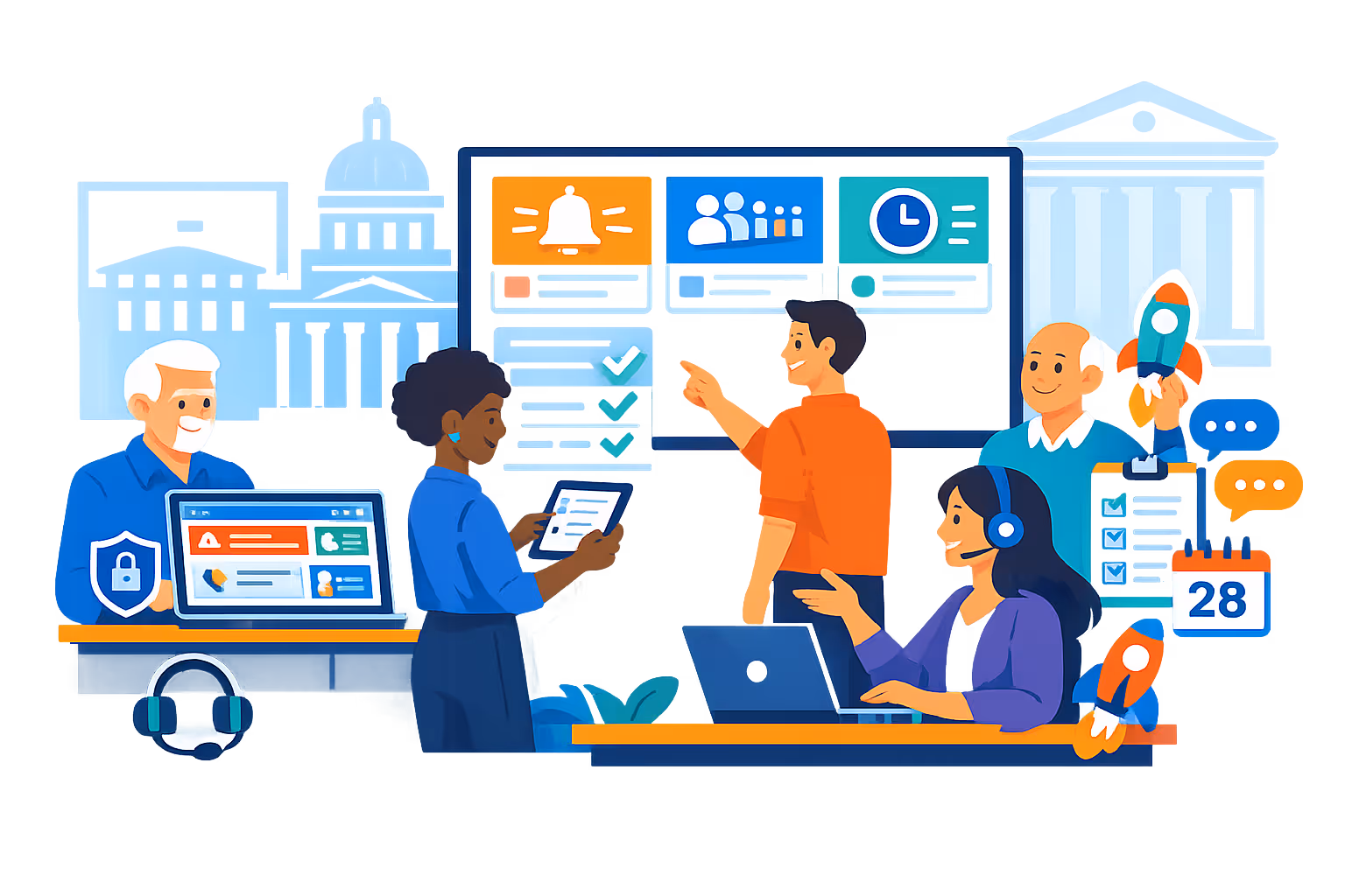 Disign government digital signage onboarding and support