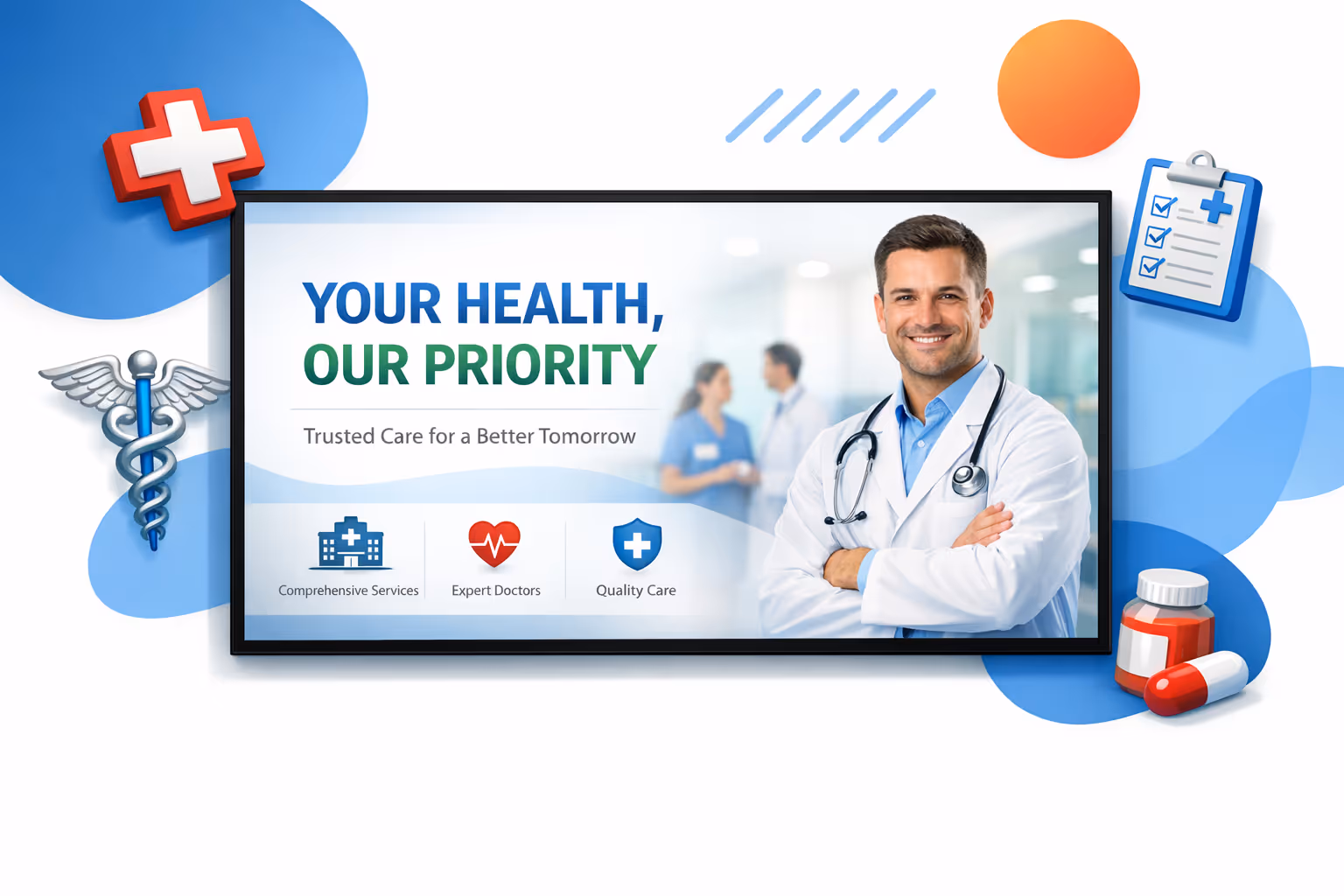 Schermi di affichage dynamique sanitario in una clinica alimentati da Disign