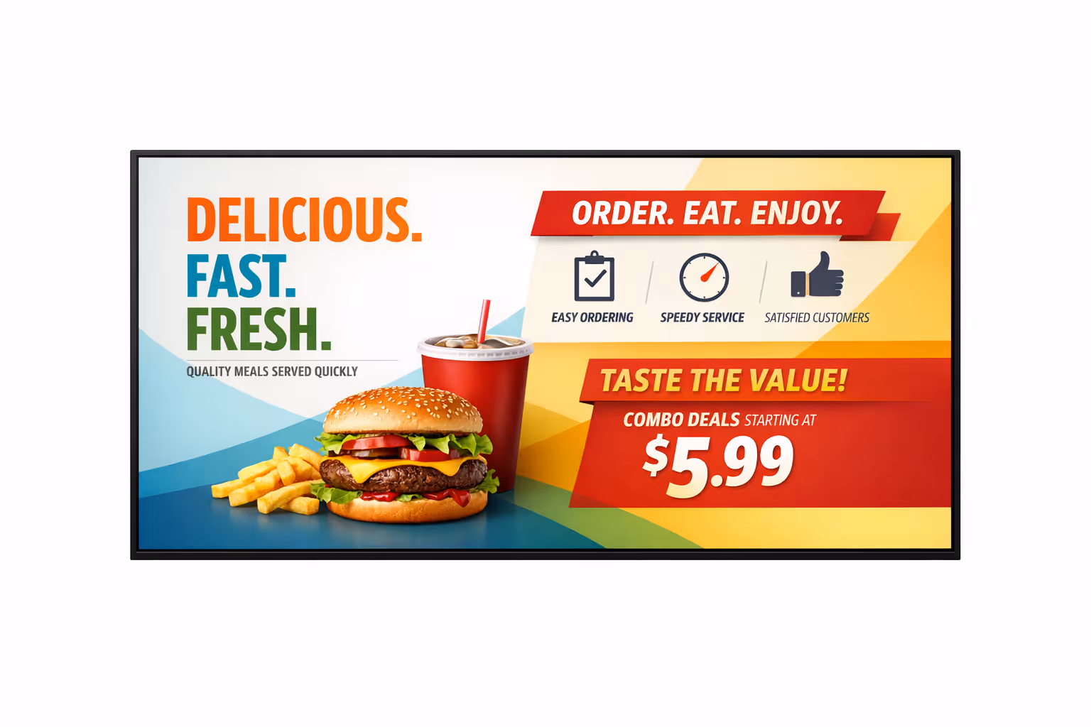 Quick service restaurant QSR digital signage dashboard showing daypart scheduling and multi location menu control