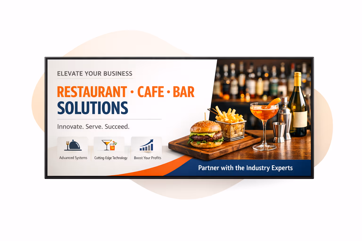 Restaurant, cafe and bar digital signage dashboard showing menu scheduling and multi location content management