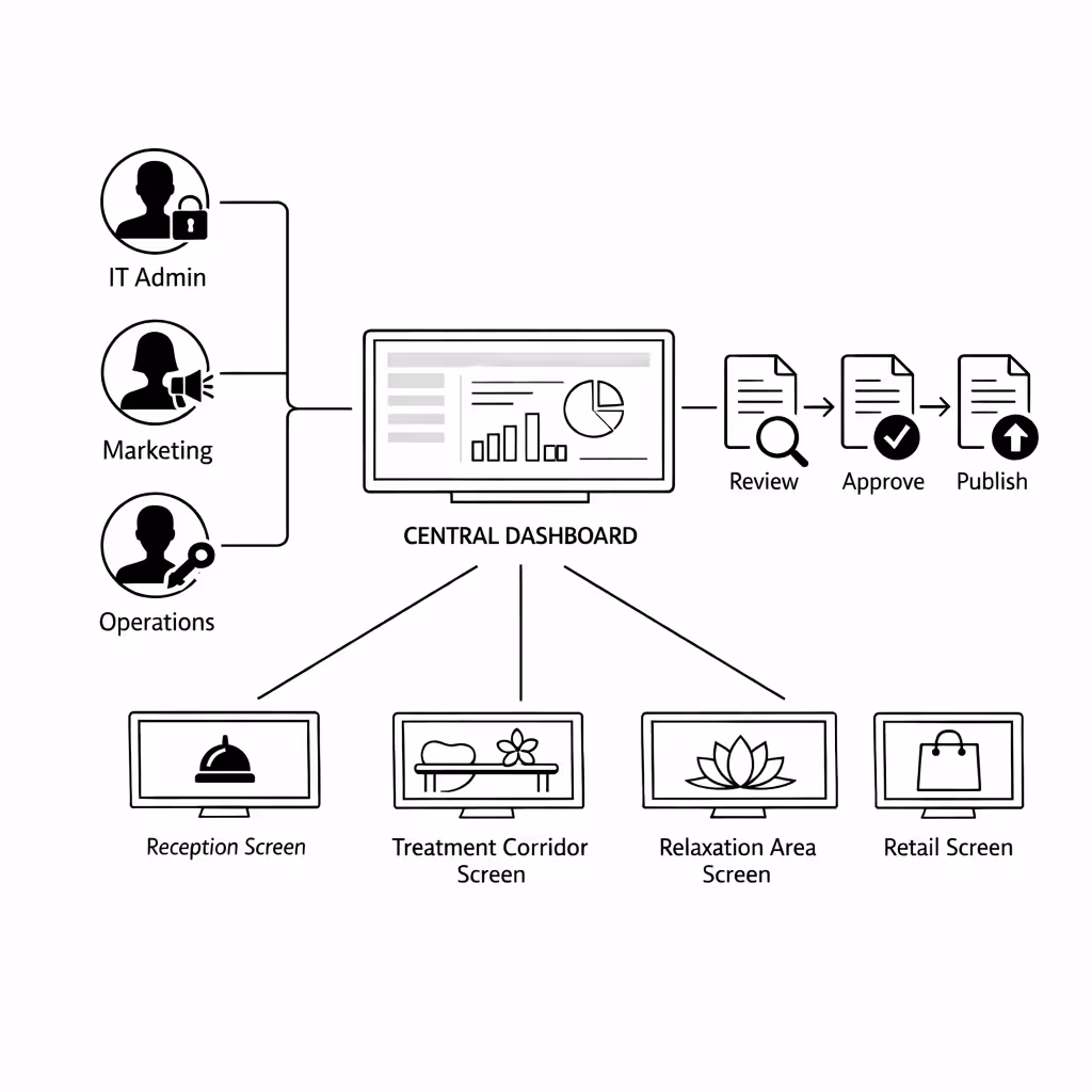 Permessi e approvazioni centralizzate per affichage dynamique della spa con Disign